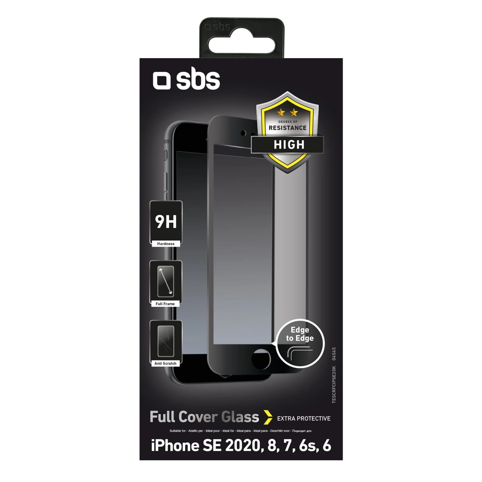 SBS skyddsglas för iPhone SE 2020/2022 / 8 / 7 / 6s / 6®. Svarta kanter