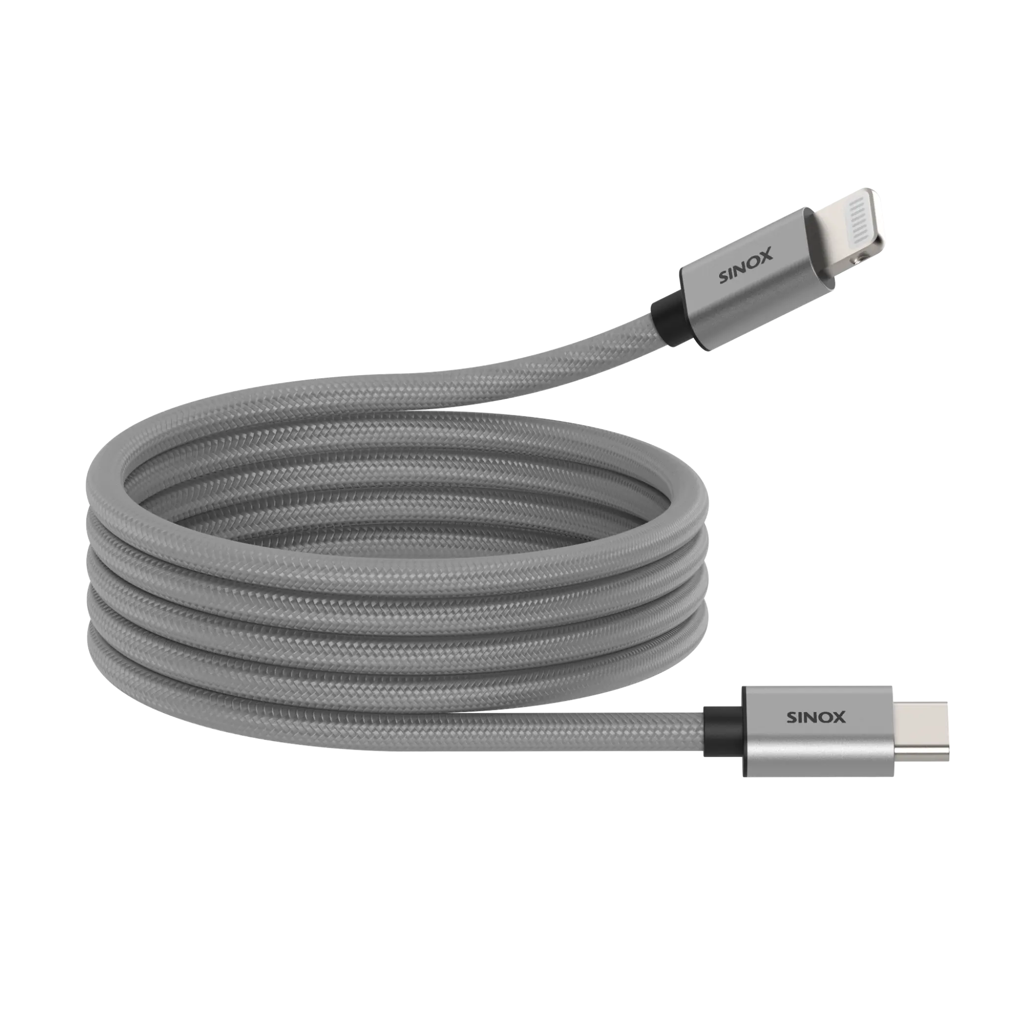 Sinox PRO USB C till Lightning magnetisk kabel. 1m. Grå
