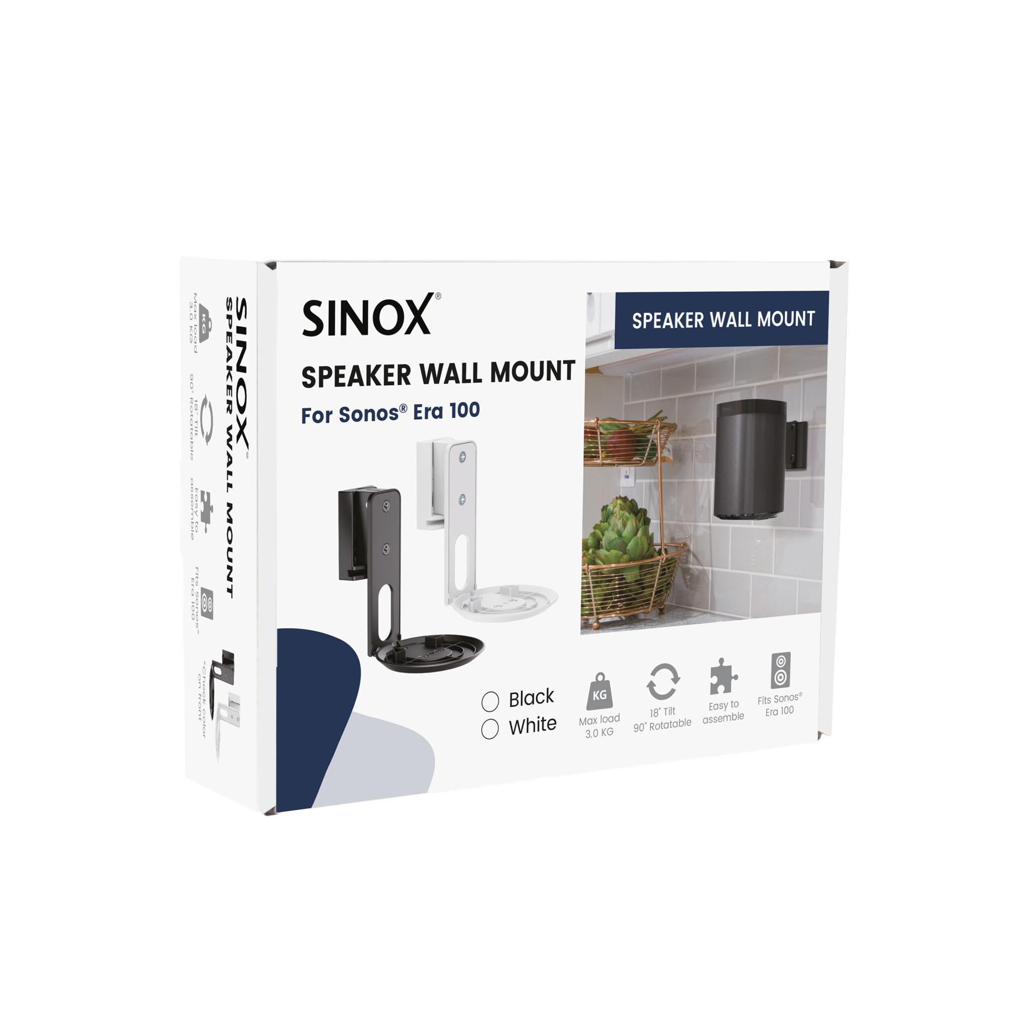 Sinox Era 100 SONOS® högtalarfäste. Svart