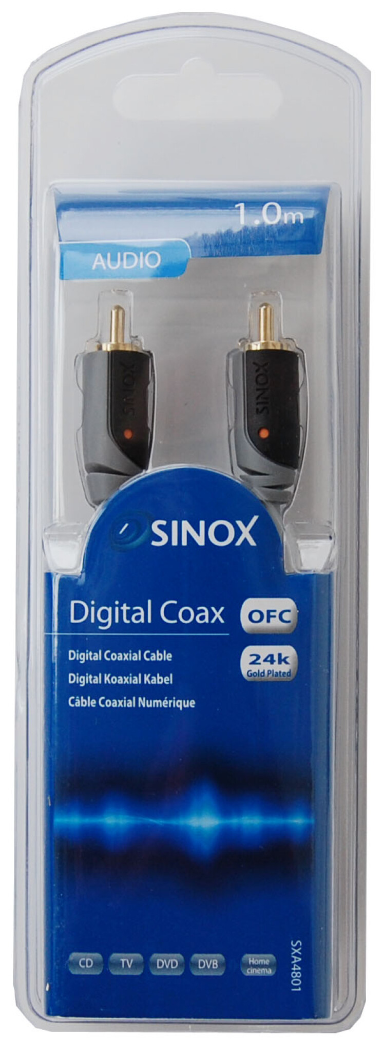 Sinox Coaxial Digitalkabel. 1m. Grå/Svart