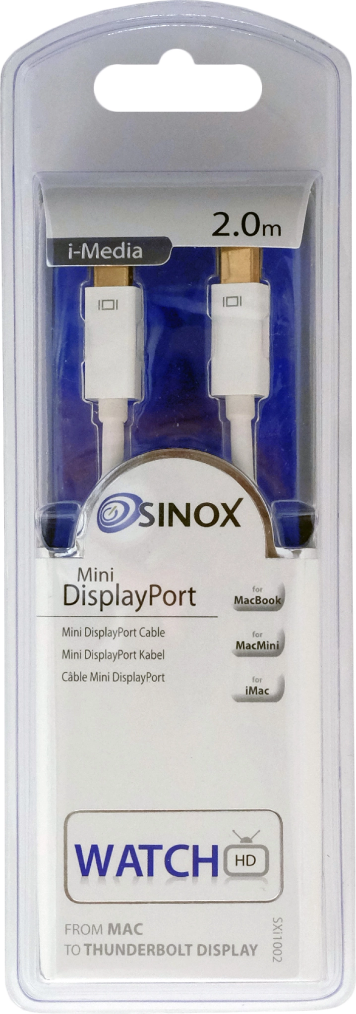Sinox Mini DisplayPort™-kabel. 2 m. Vit