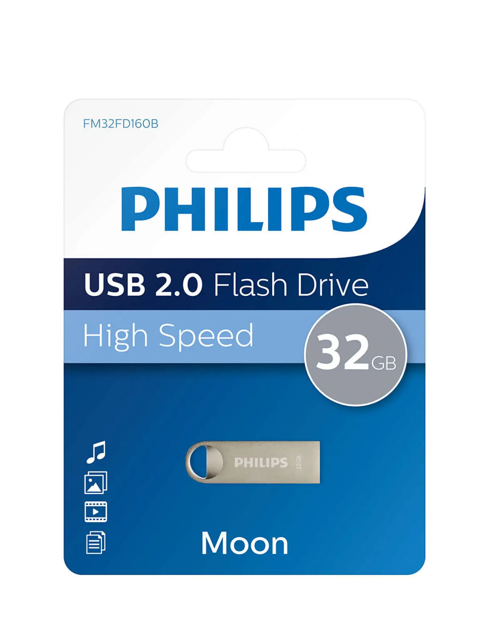 Philips USB Flash Drive 32GB. Moon edition 2.0. Vintage silver
