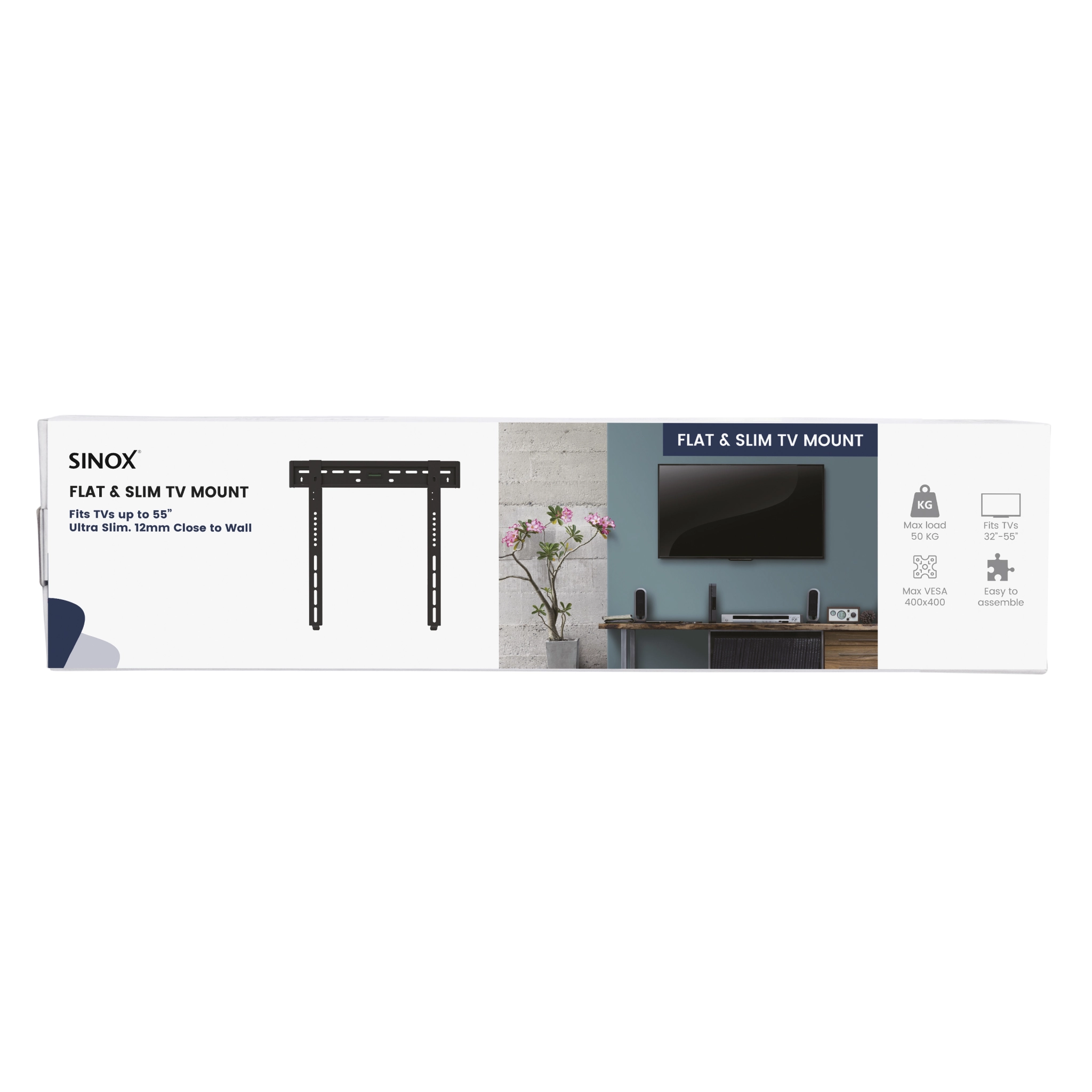 Sinox One TV väggfäste 32"-55". Svart