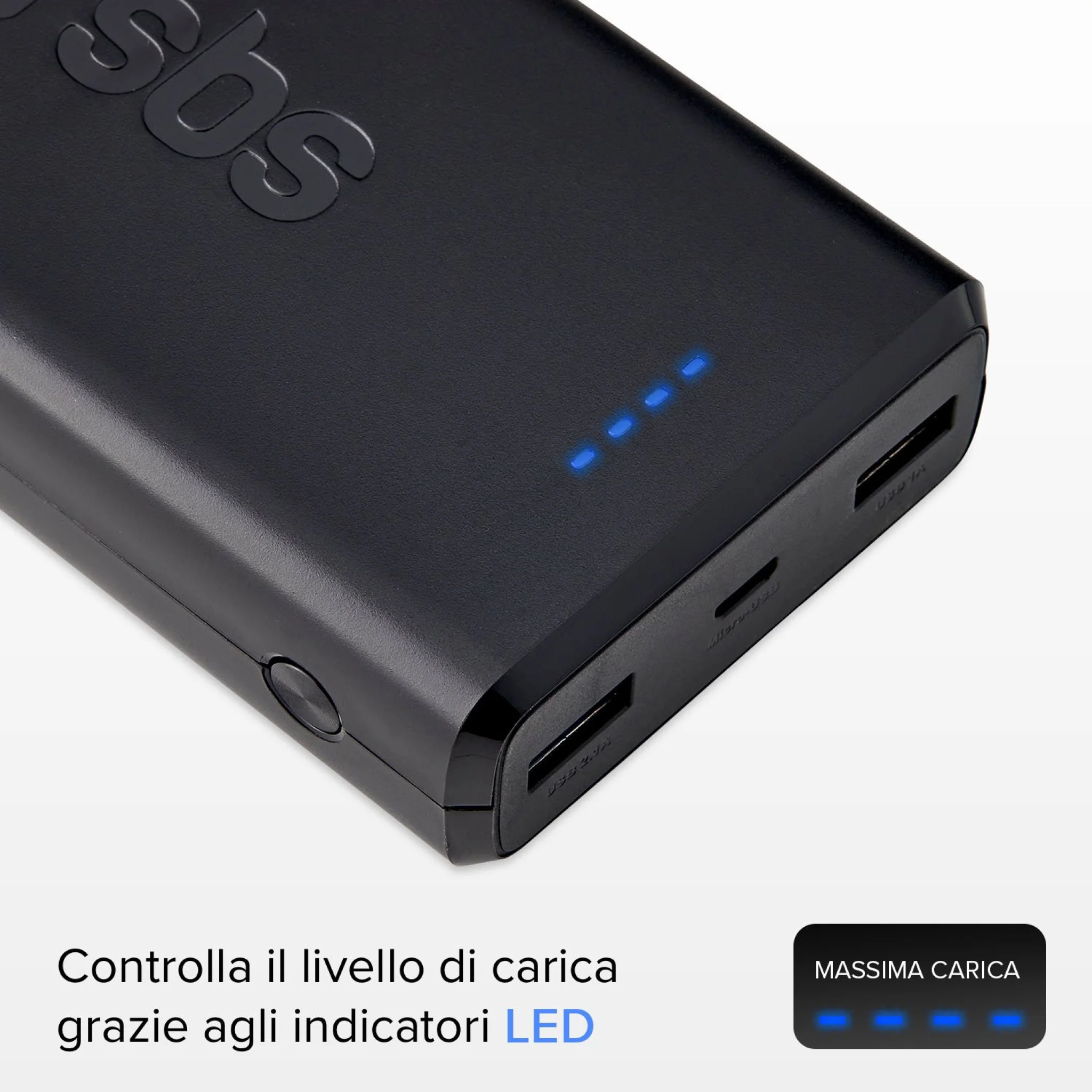 SBS Powerbank 20.000 mAh. Svart