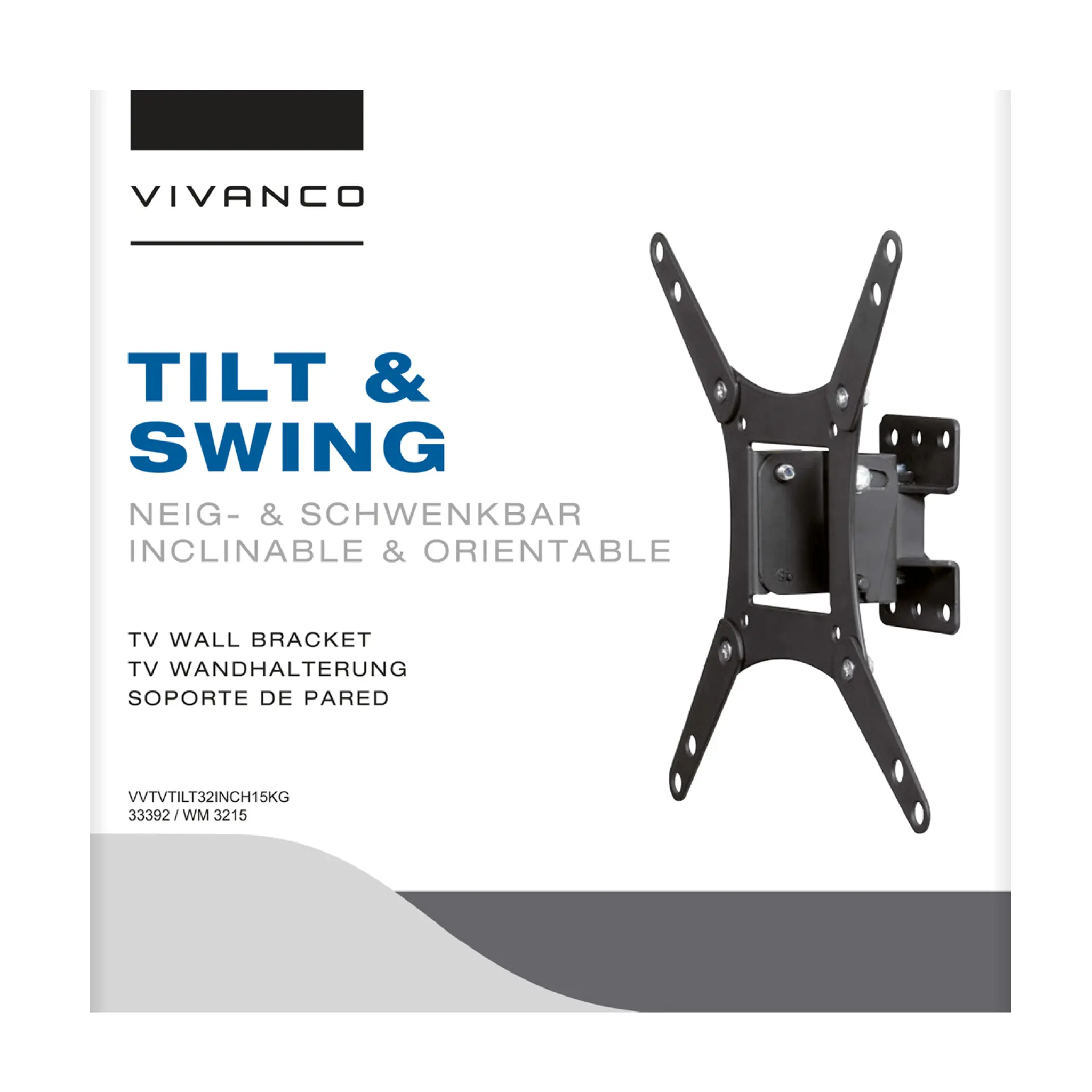 Vivanco TV-väggfäste, TILT, 43", 15 kg, VESA 200x200