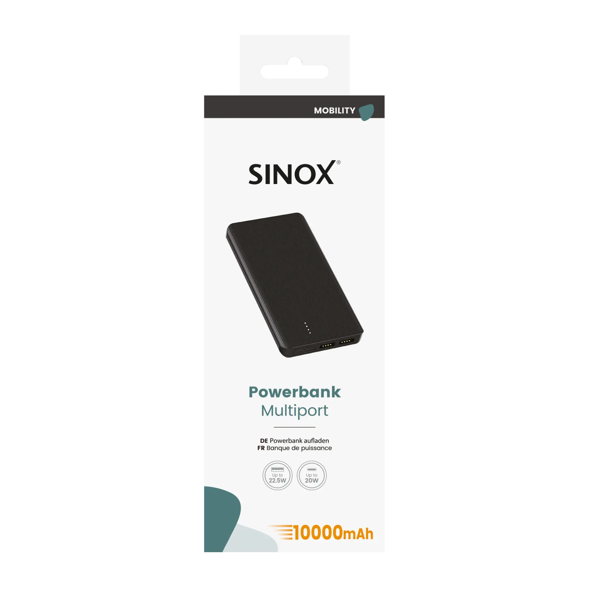 Sinox Power Bank 10000 mAh. Svart