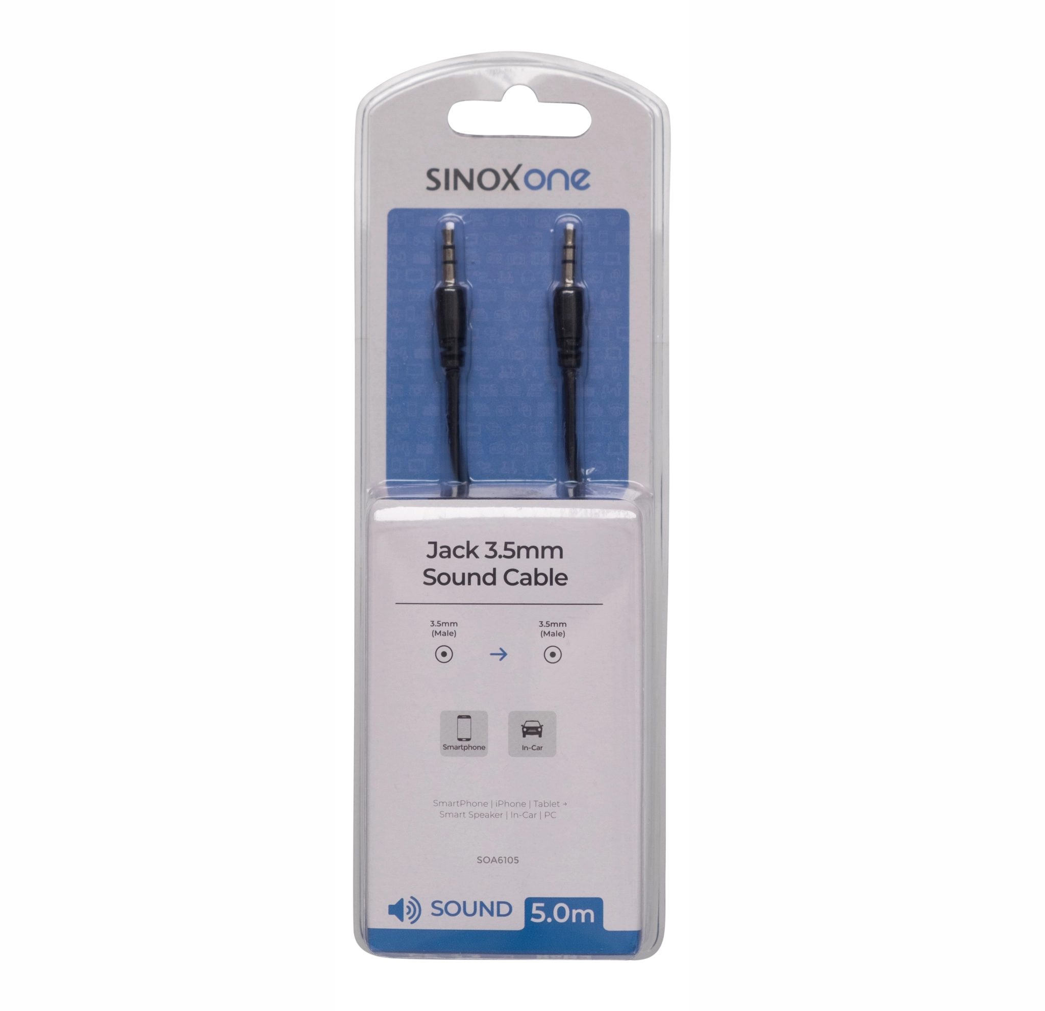 Sinox One 3,5mm kabel 5m. Svart