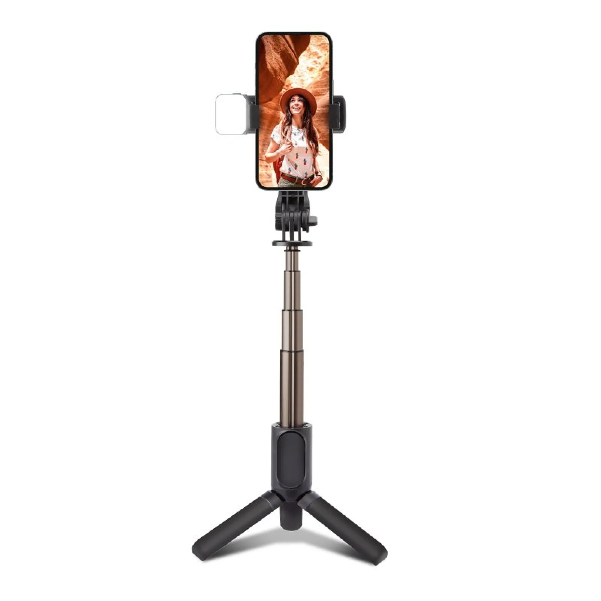 SBS Selfie-stick med stativ och LED-lampa