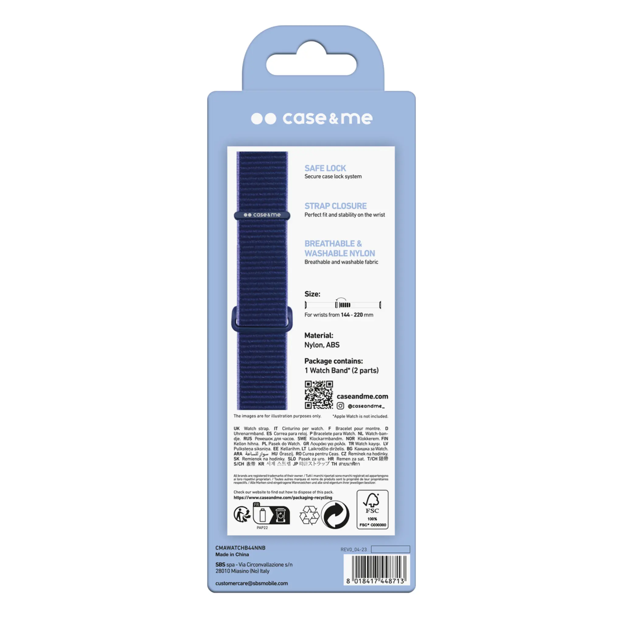 SBS silikonarmband för Apple Watch 42/44/45/49mm. Marinblå