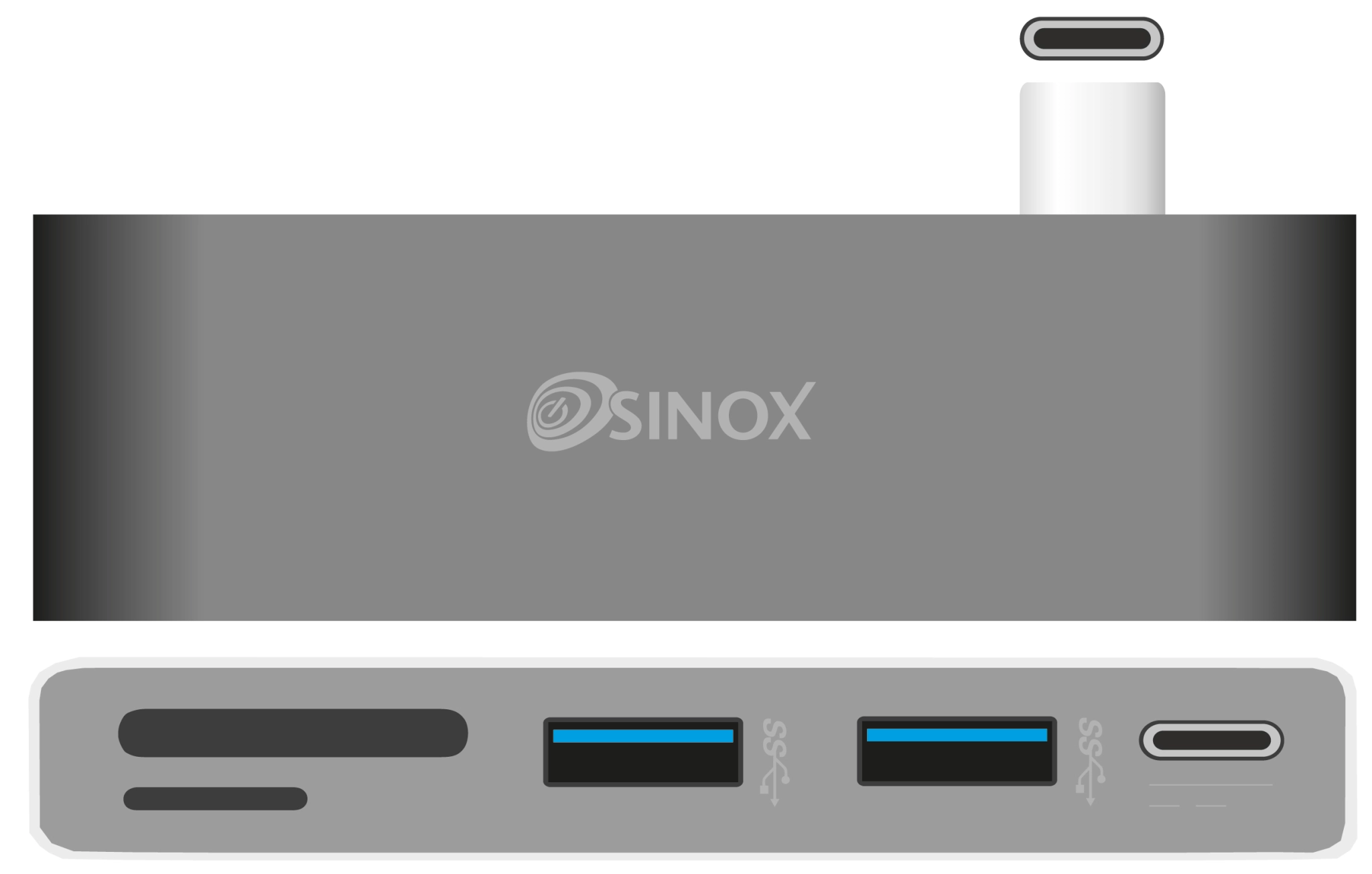 Sinox USB C Hubb. Aluminium