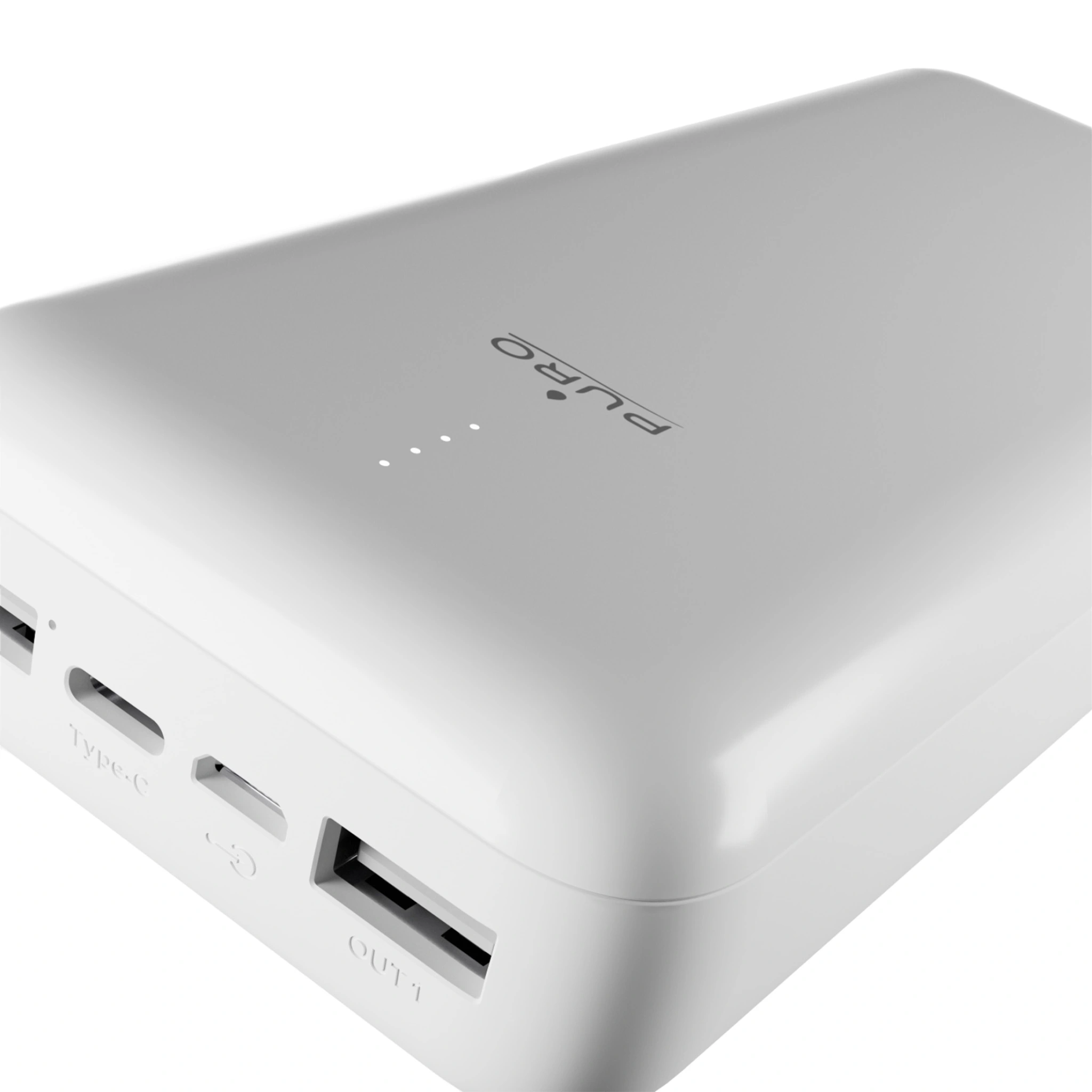 PURO Power Bank 20000mAh USB-C + 2 USB-A Snabbladdning. Vit