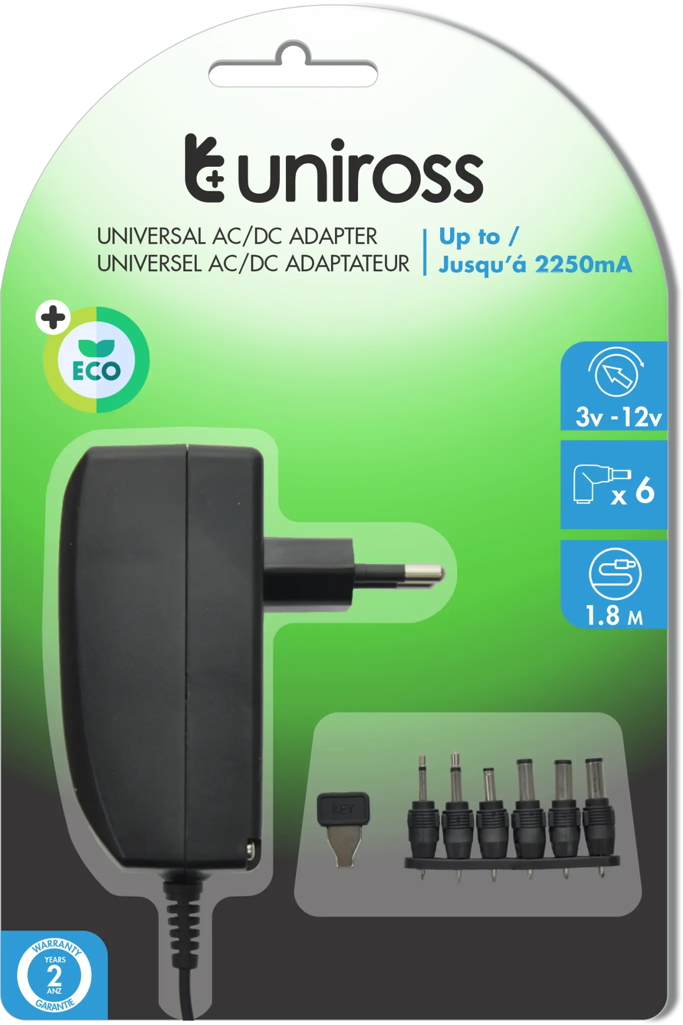 Uniross universal strömförsörjning 2,25A