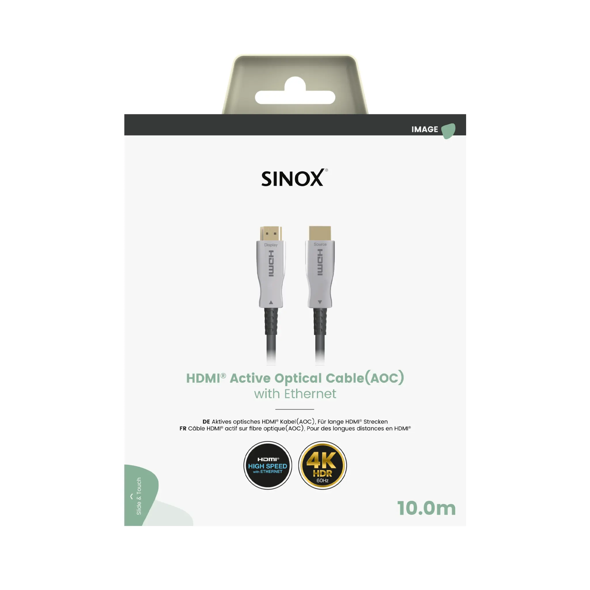 Sinox HDMI™ optisk kabel 4K60Hz+E. 10m. Svart