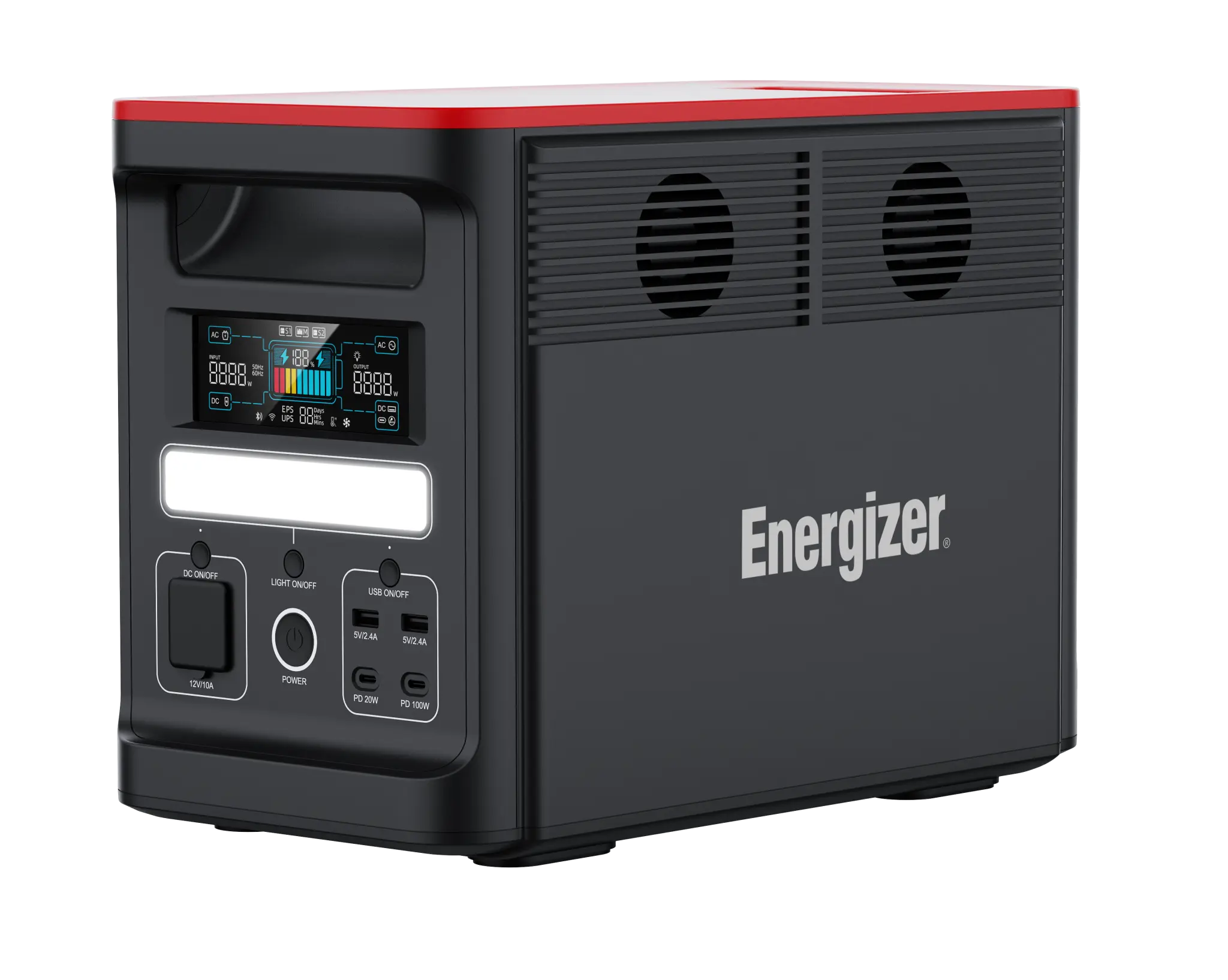 Energizer 1536Wh Reservkraftverk med 1800W effekt. Svart
