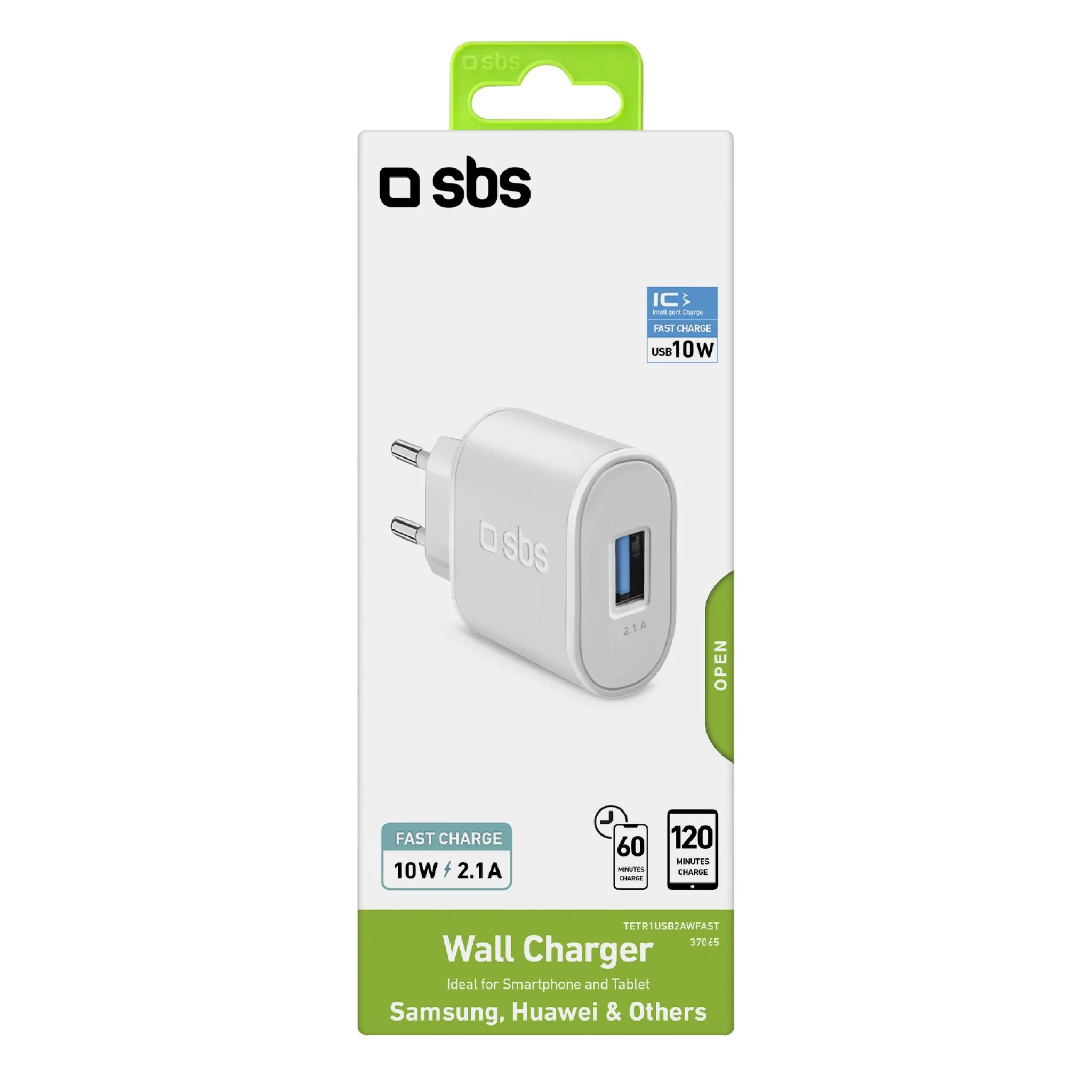 SBS 2100 mAh USB travel charger. Vit