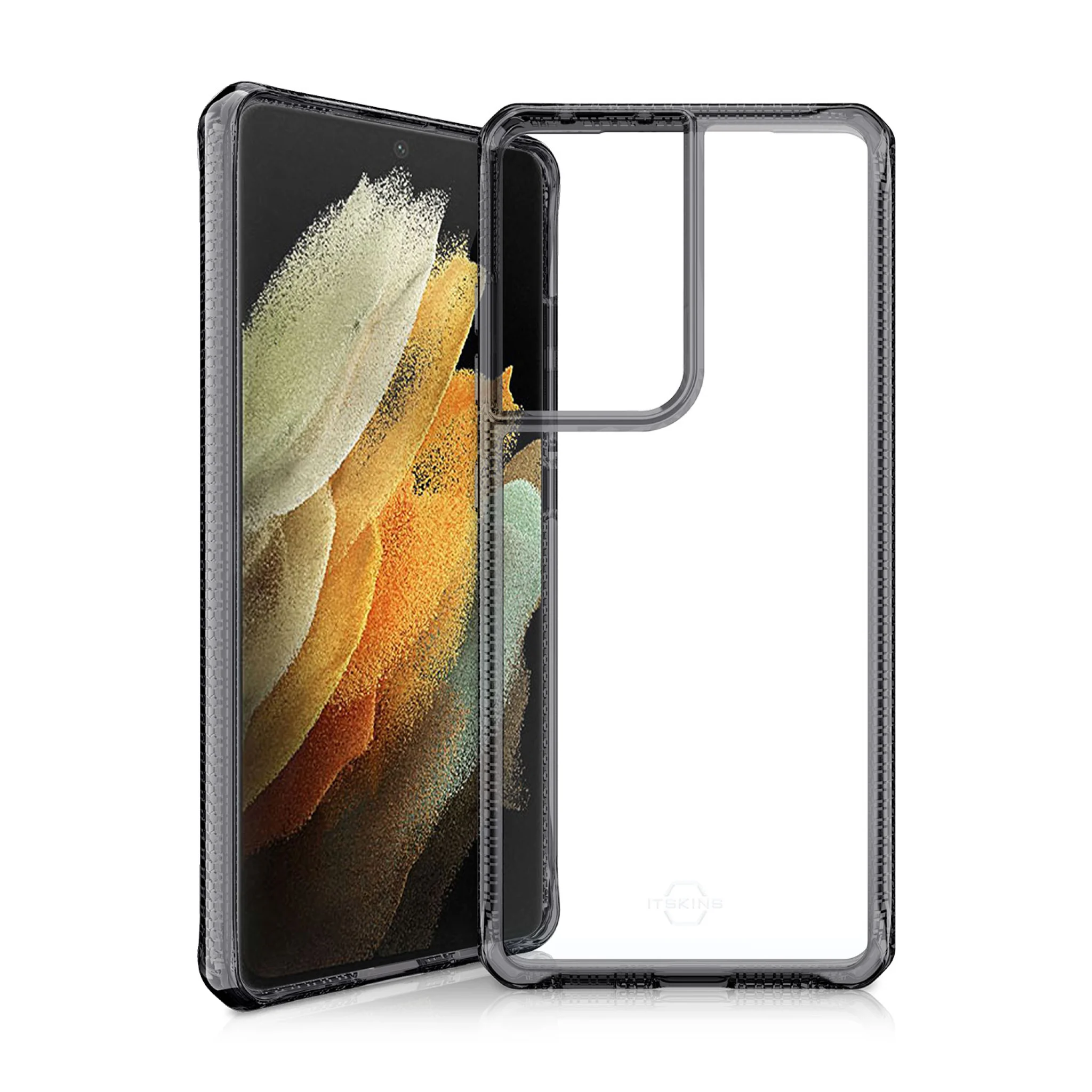 ITSKINS HYBRID CLEAR cover for Samsung Galaxy S21 Ultra 4G / 5G®. Black and transparent