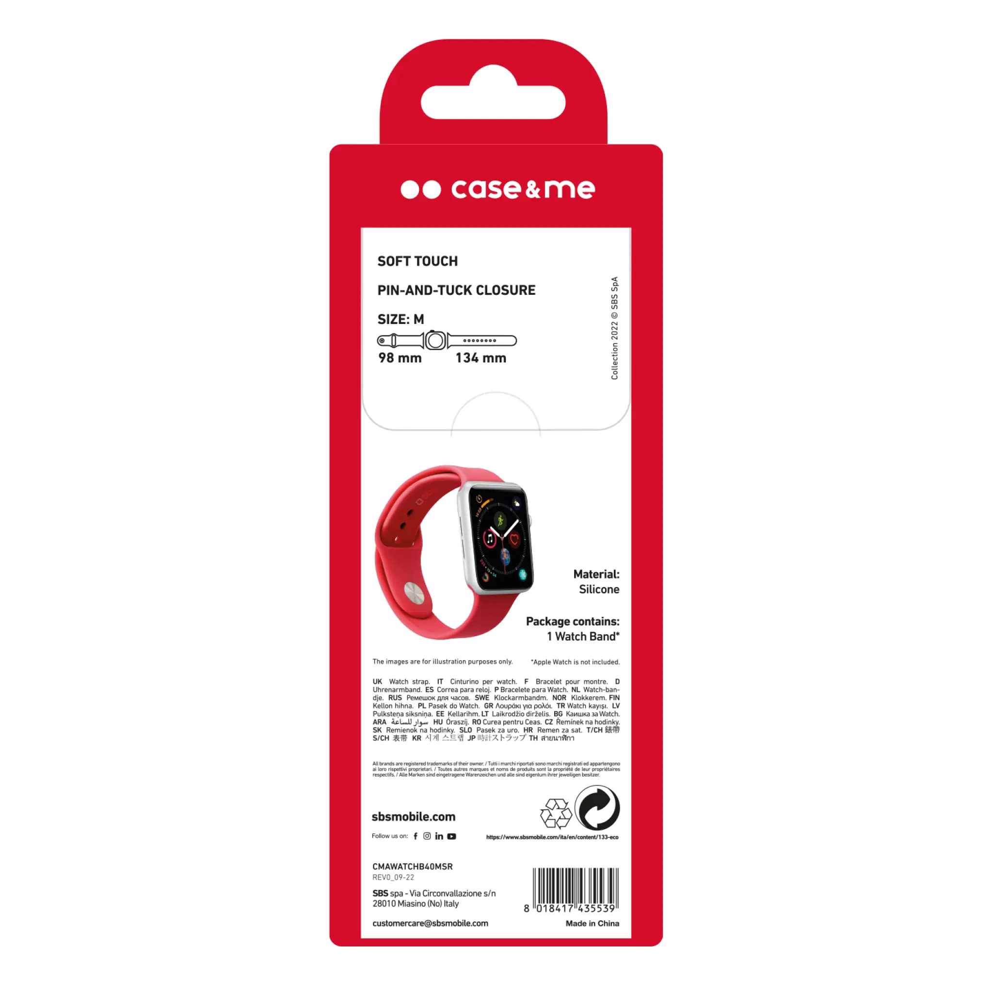 SBS silikonarmband för Apple Watch 38/40/41mm. Röd