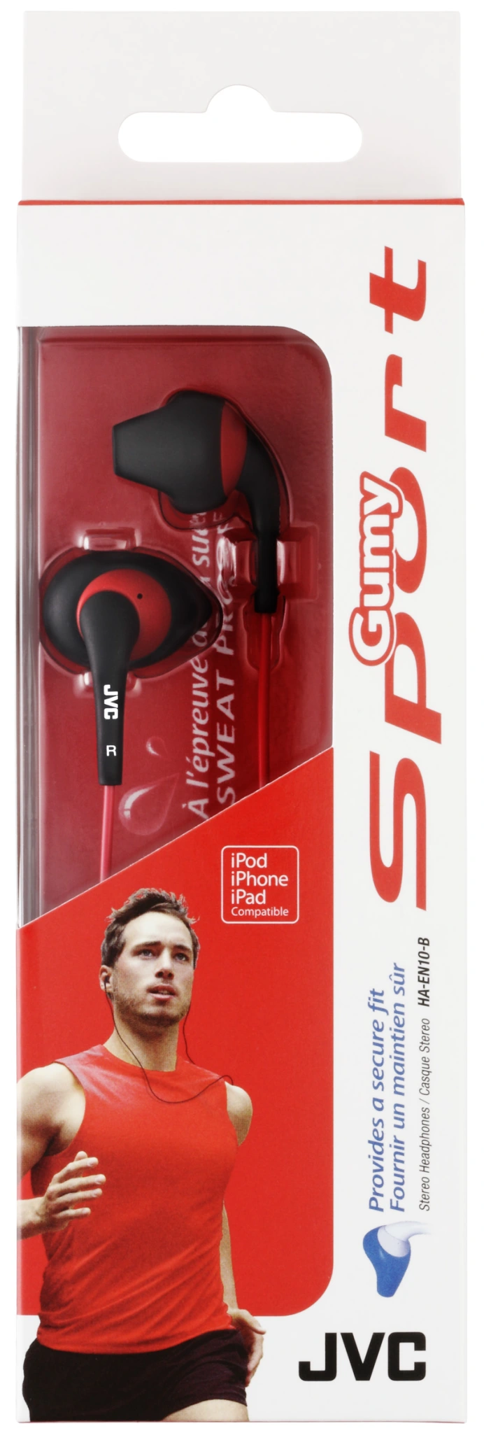 JVC in-ear Gumy sporthörlurar. Svart/röd