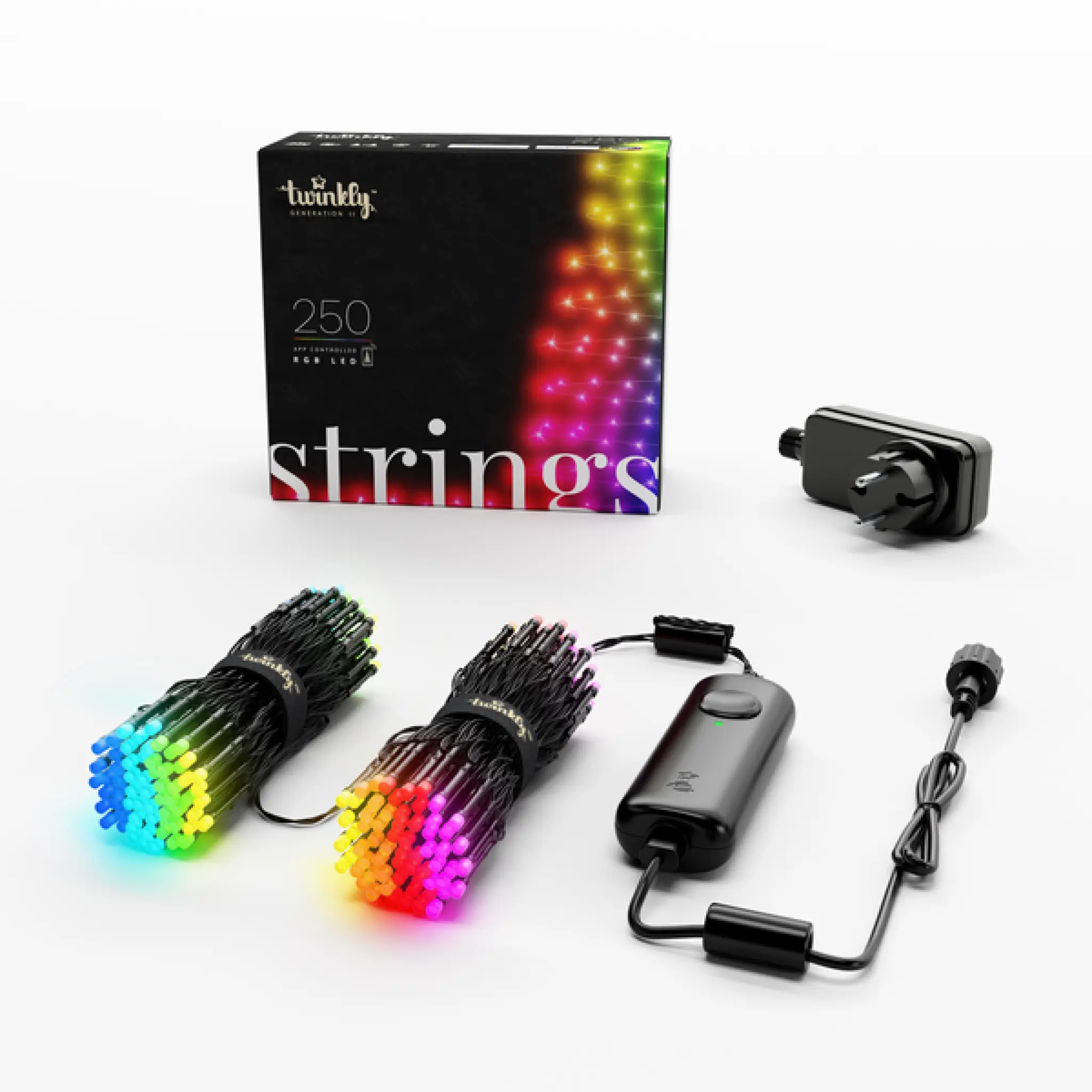 Twinkly Strings. 20m. Black Cable