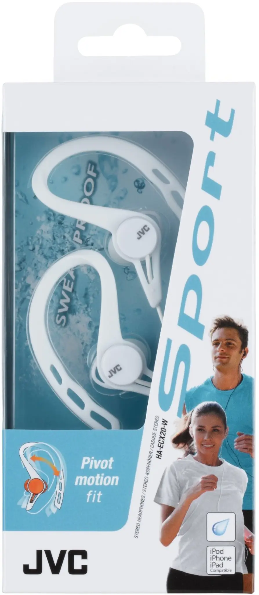 JVC in-ear hörlurar för löpning. Vit