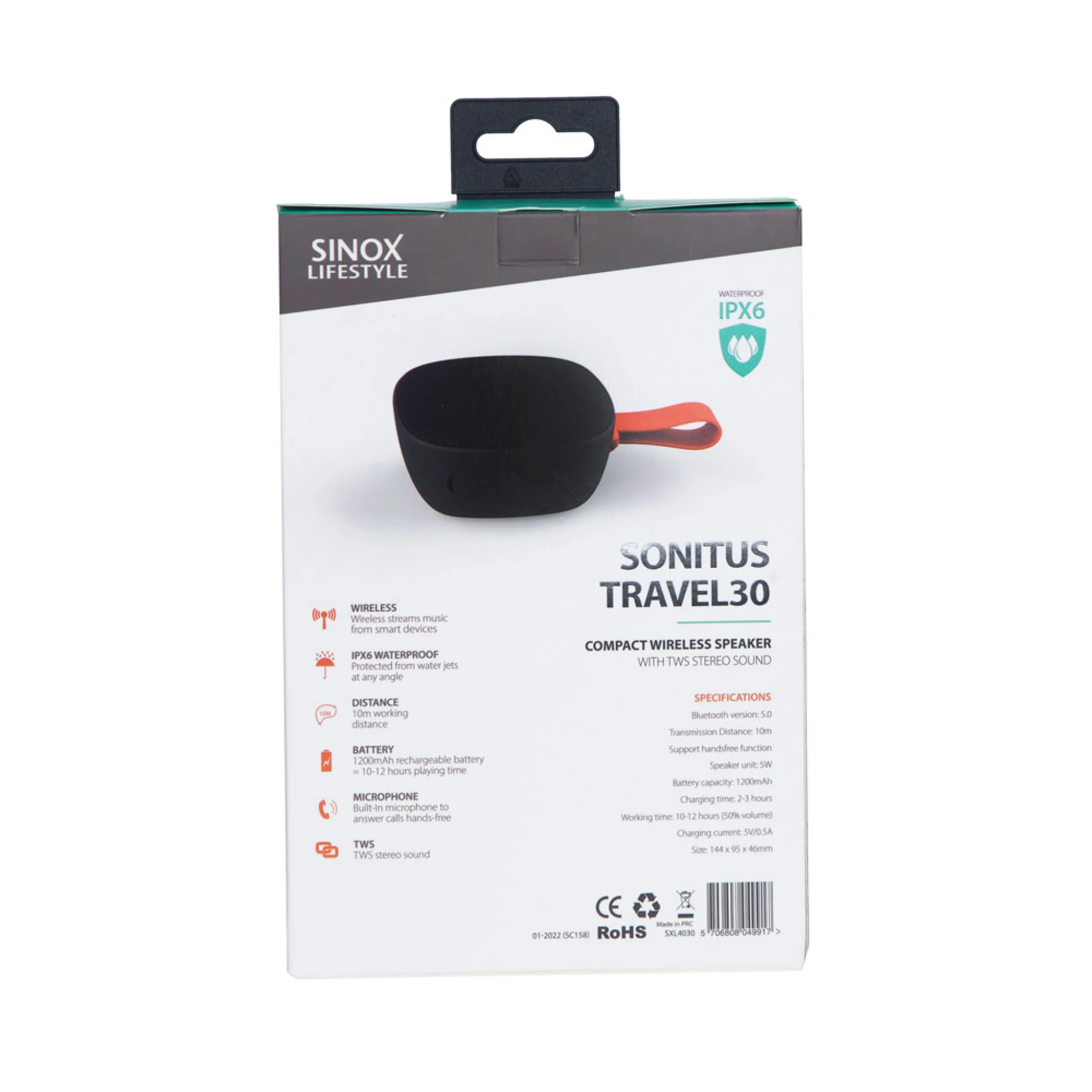 Sinox Sonitus Travel30 högtalare. Svart