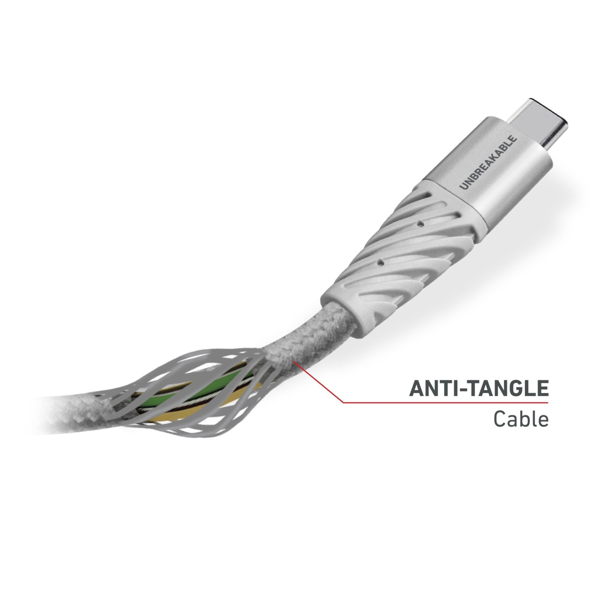 SBS ultrahållbar aramid fiber USB - USB-C kabel. Grå