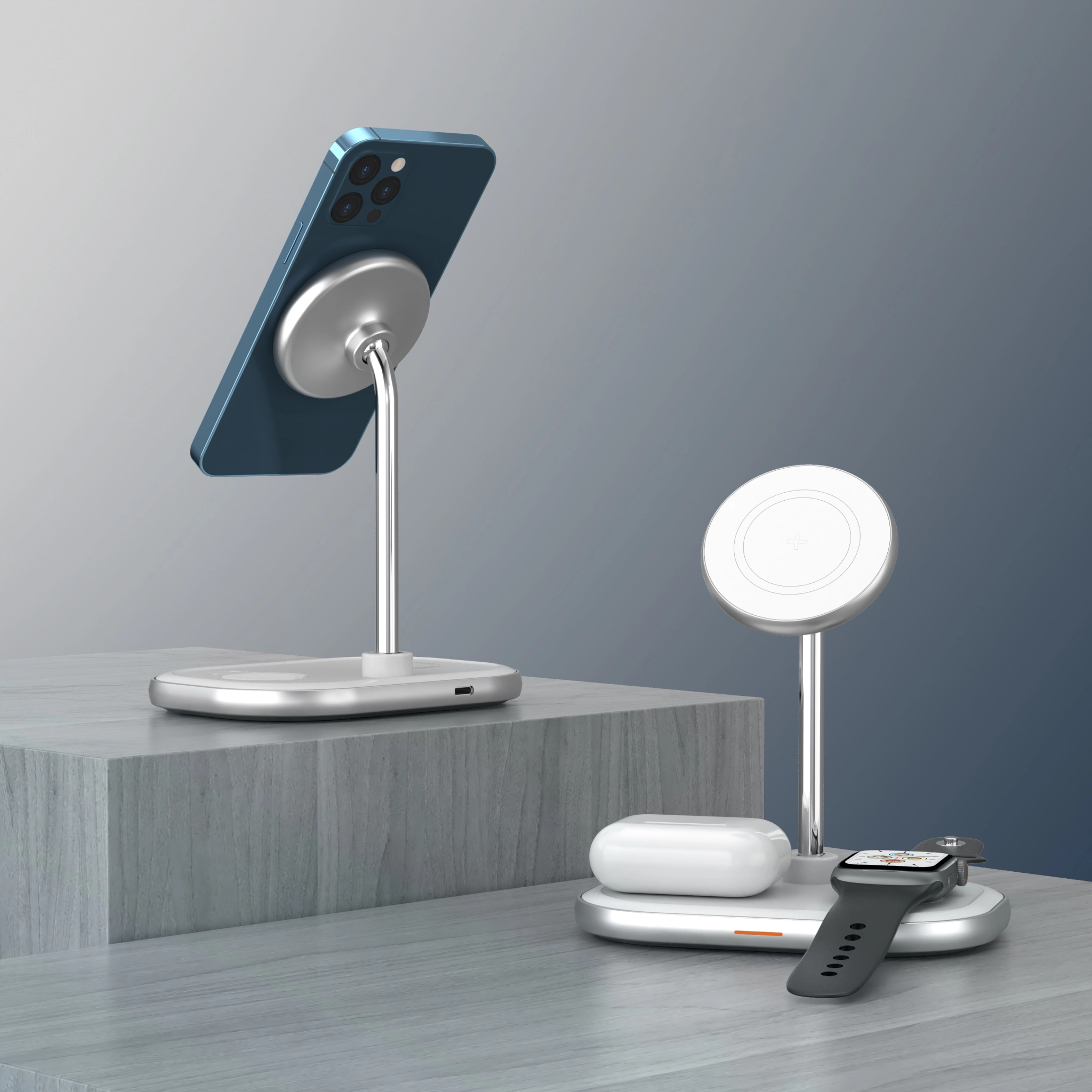 Energizer 3-i-1 Trådlös laddare med 15W snabbladdning. Vit