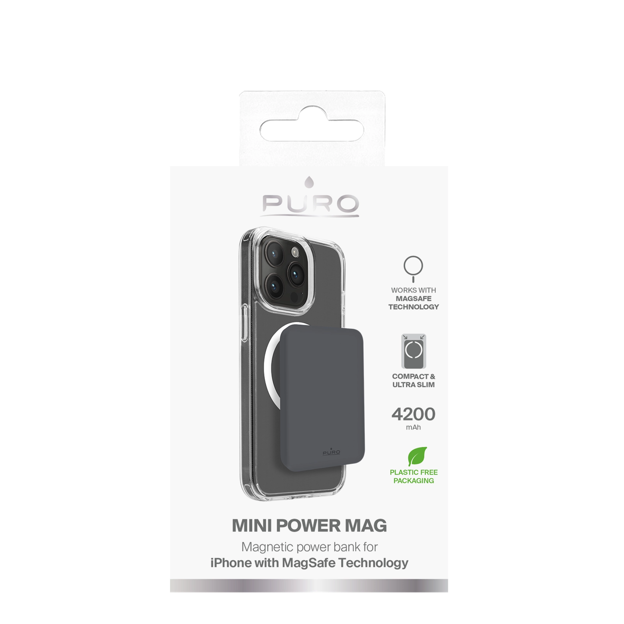 PURO Power Bank Wireless "Mini Power Mag" 4200 mAh för iPhone