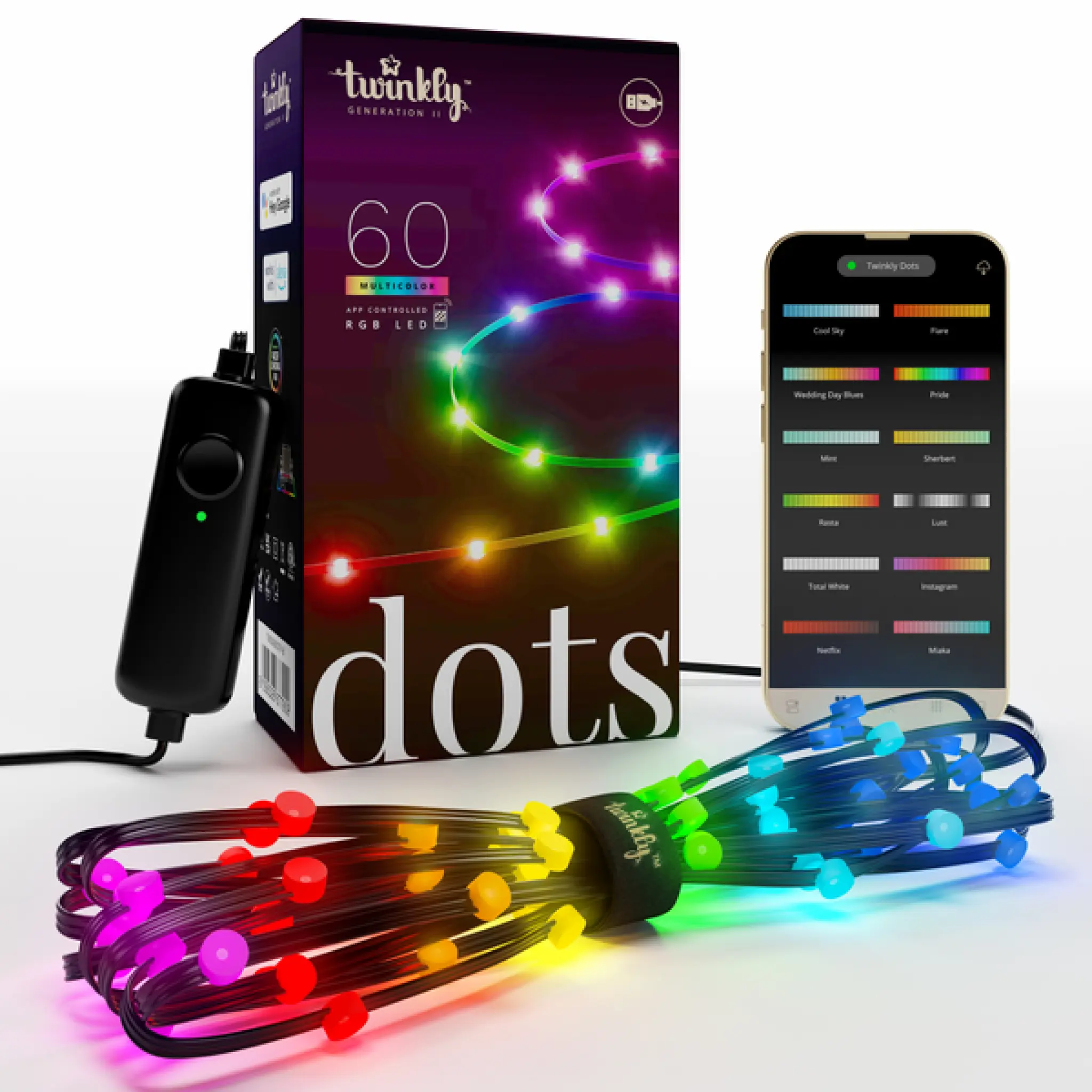 Twinkly Dots. 3m. Black Cable