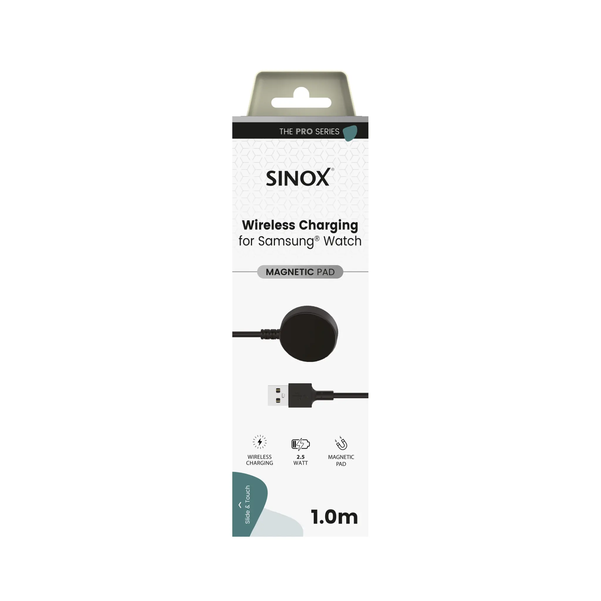 Sinox PRO trådlös laddningskabel till Samsung® Watch. 1m. Svart.