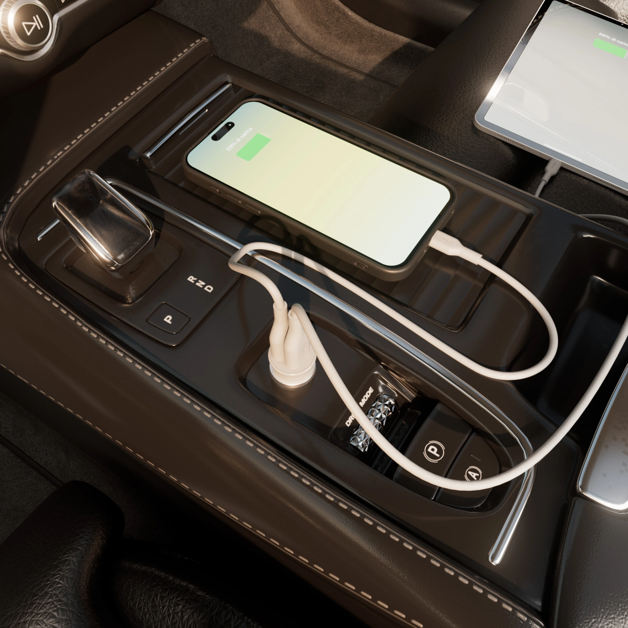 PURO Pro Lite billaddare med 2 USB-A-portar. Vit