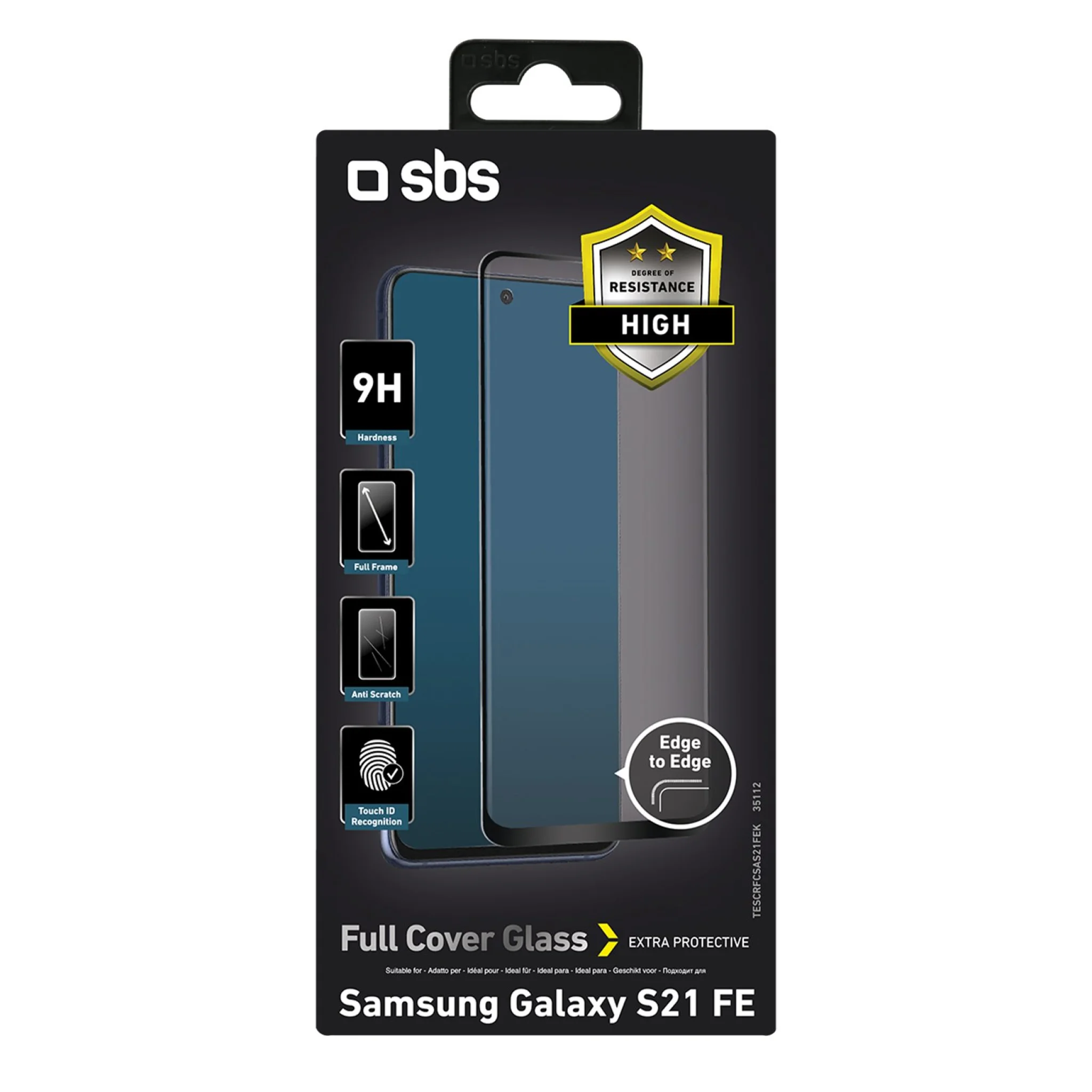 SBS skyddsglas för Samsung Galaxy S21 FE®. Svarta kanter