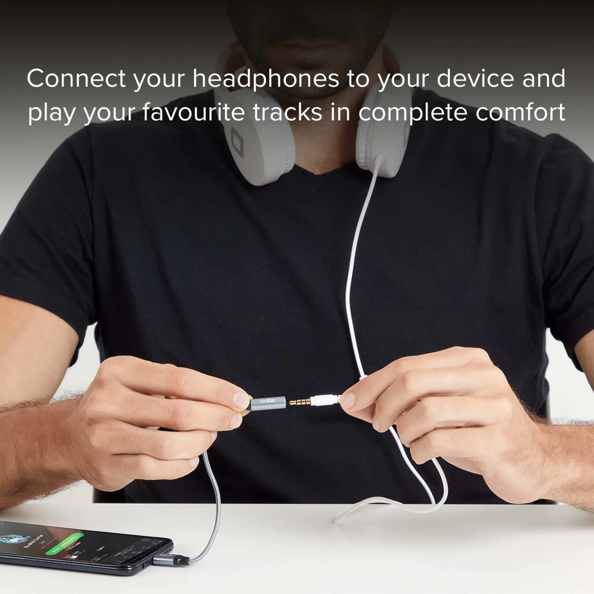 SBS USB C till mini-jackadapter. Grå