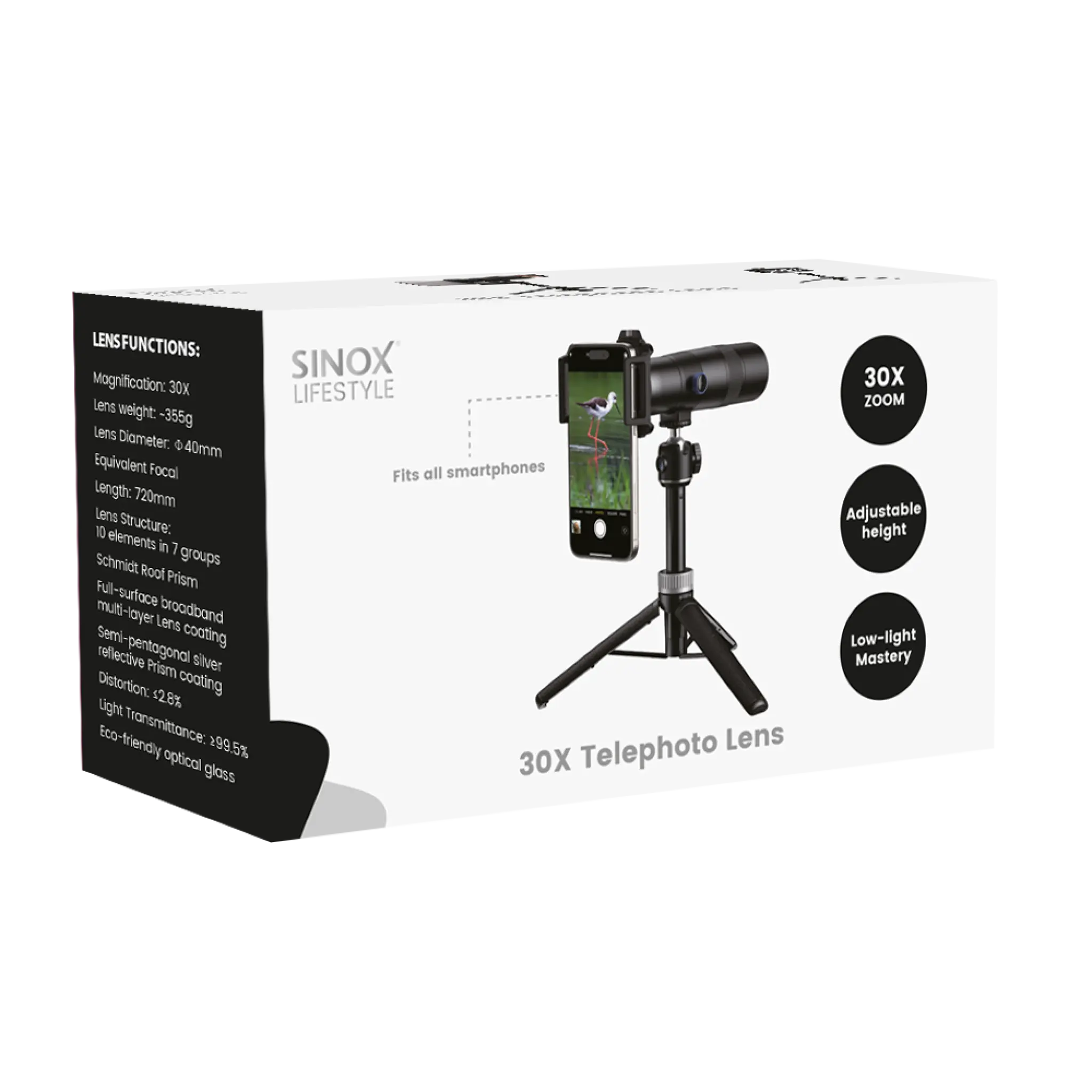 Sinox Lifestyle 30x Teleobjektiv Kit. Svart