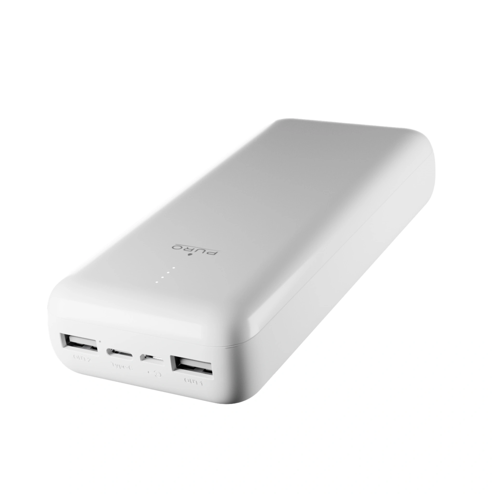 PURO Power Bank 20000mAh USB-C + 2 USB-A Snabbladdning. Vit