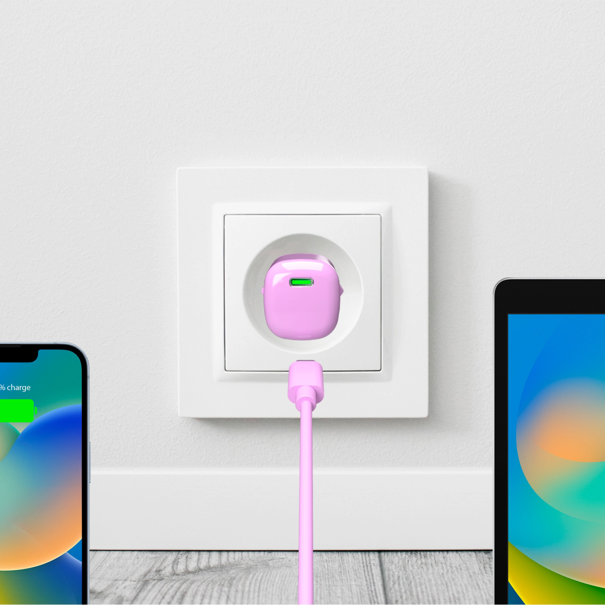 PURO MiniPro 20W USB-C väggladdare - GAN-teknik. Rosa