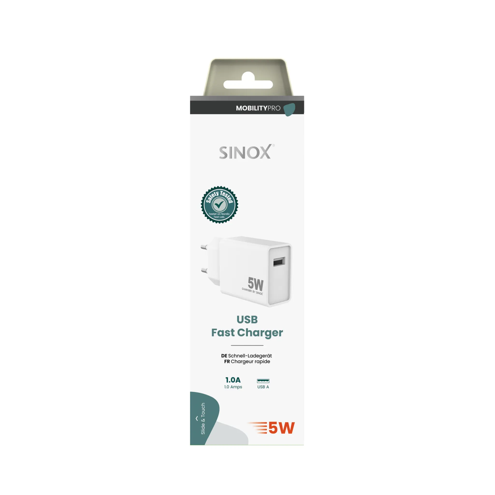Sinox PRO väggladdare USB-A 5W. Vit