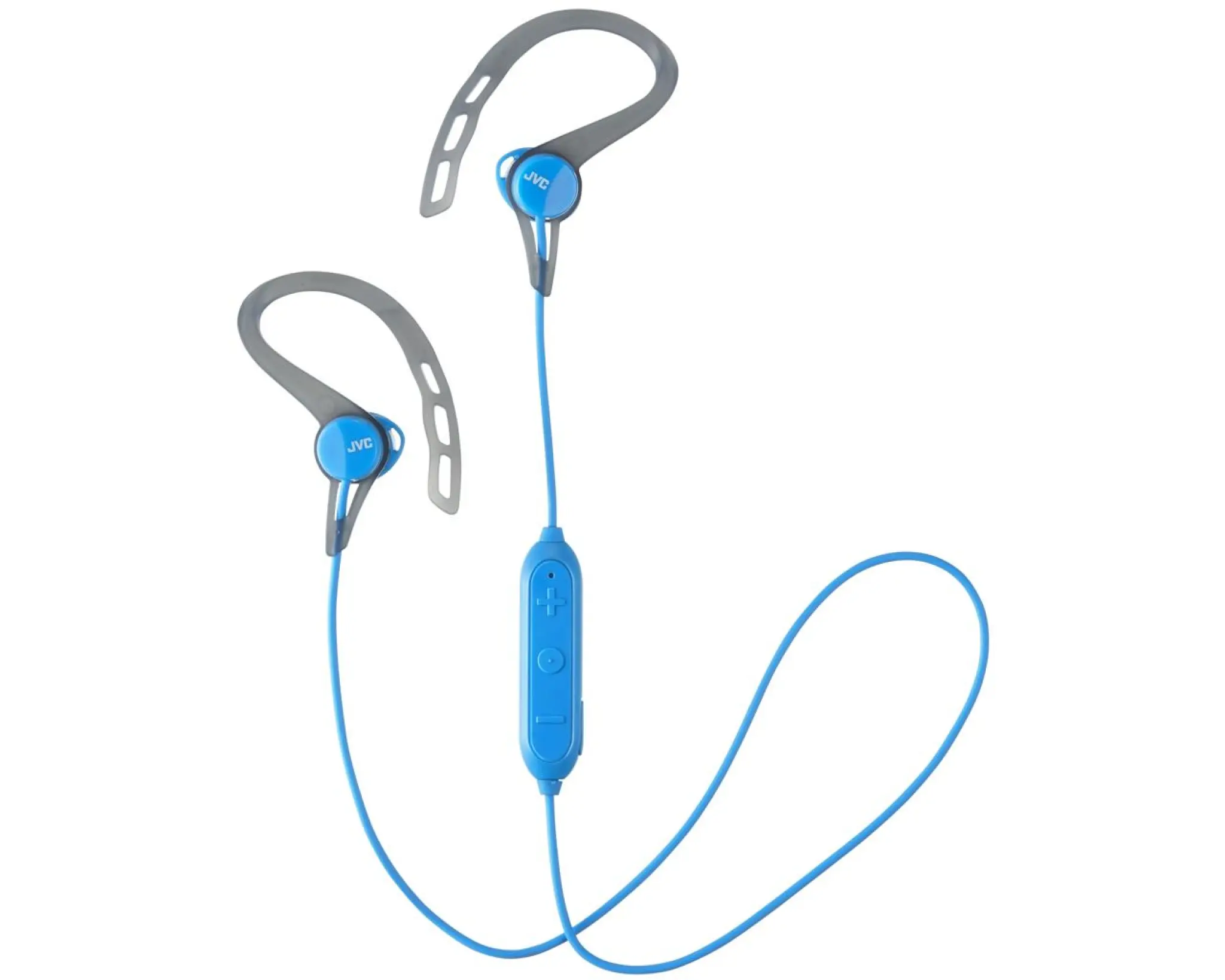 JVC trådlösa in-ear sporthörlurar med fjärrkontroll och mikrofon. Blå