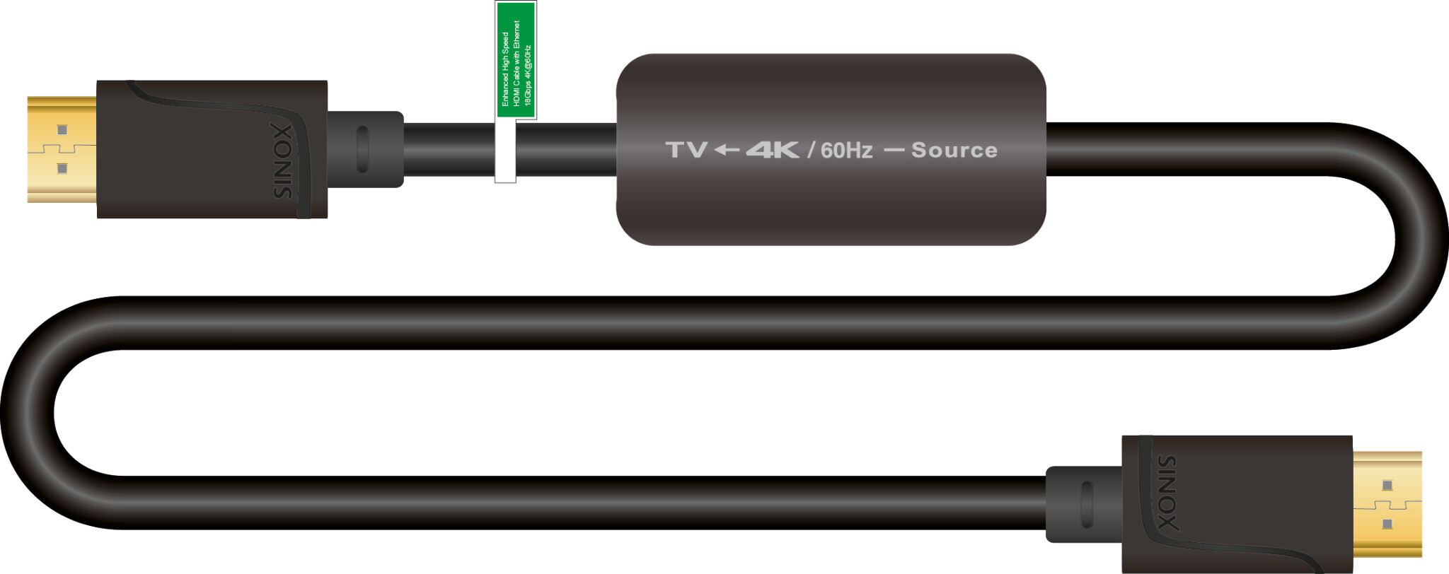 Sinox HDMI™-kabel 4K60Hz+E. 10m. Svart