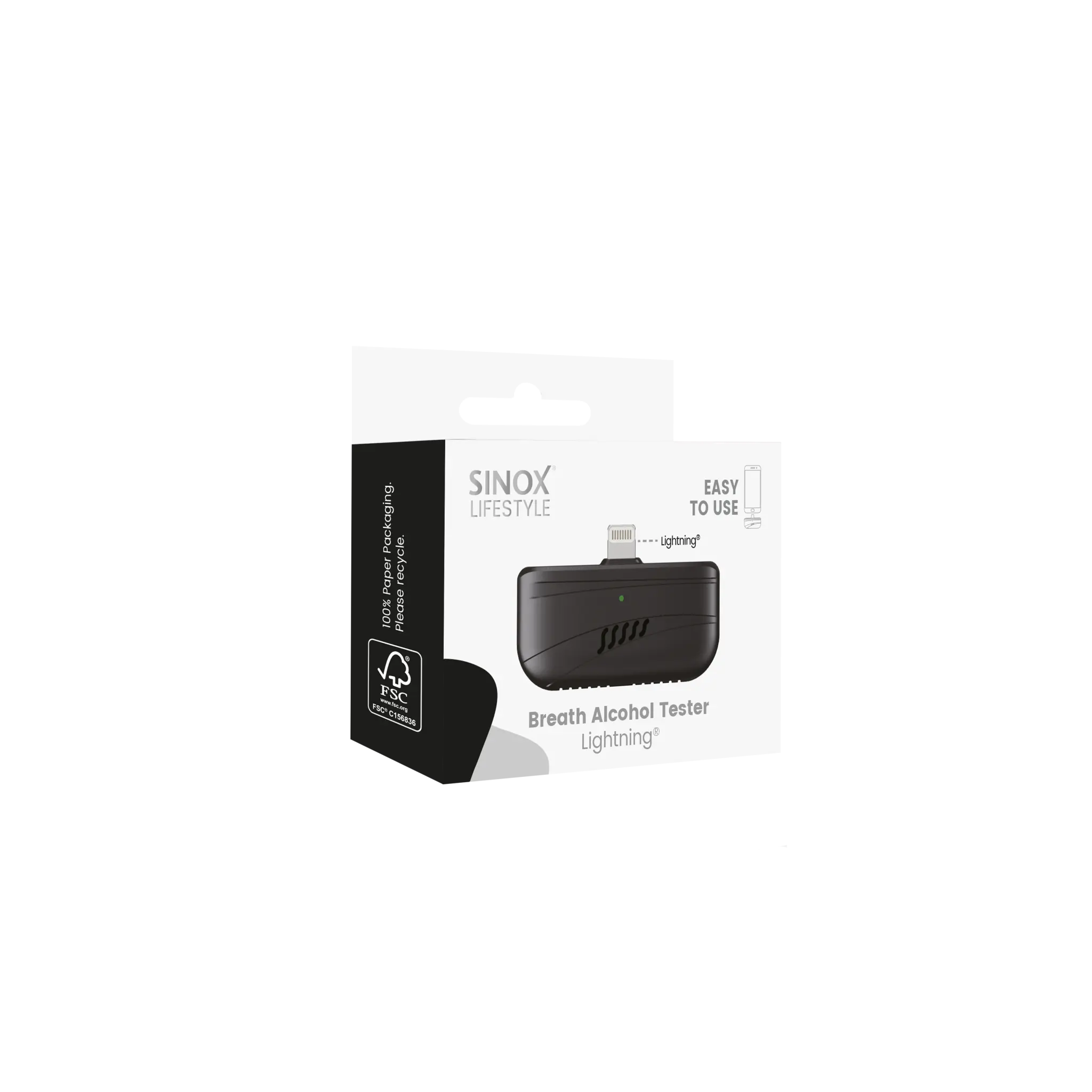 Sinox Mini Alkoholtestare Lightning. Svart