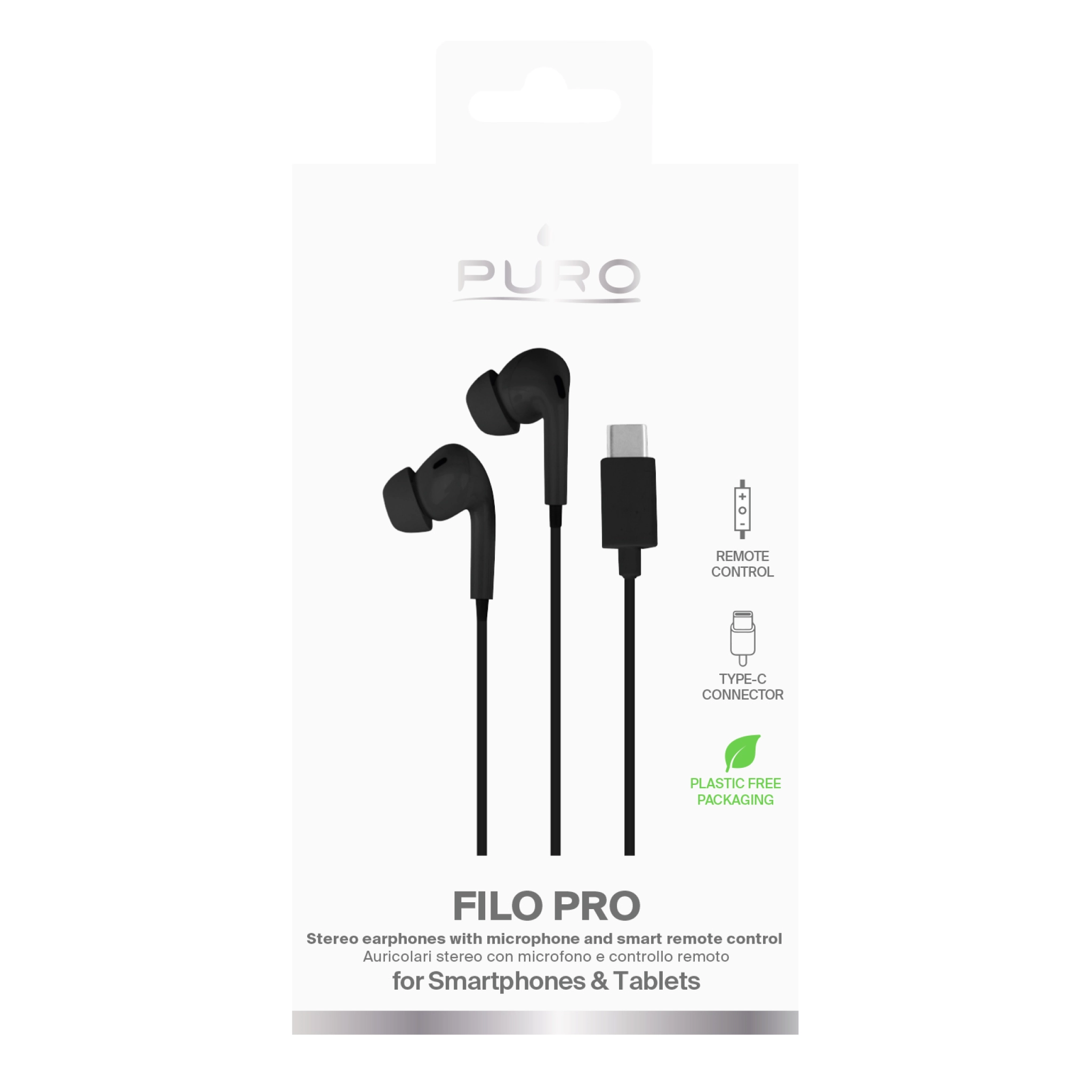 PURO Stereo-öronsnäckor "Filo Pro" med USB-C-kontakt
