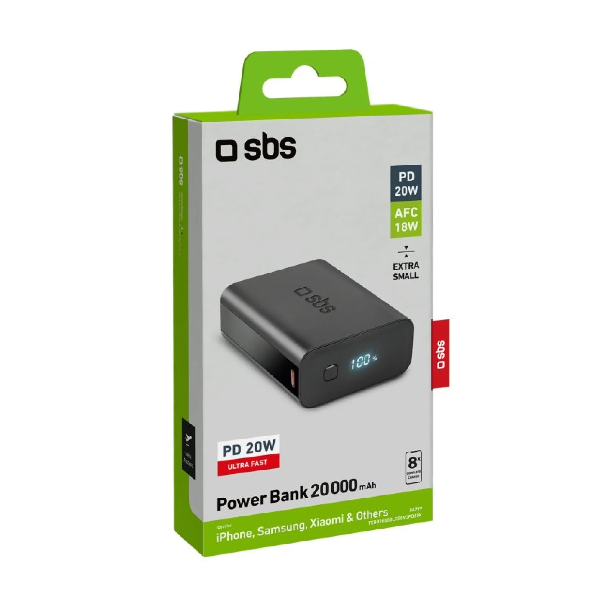 SBS powerbank 20 000 mAh. Svart