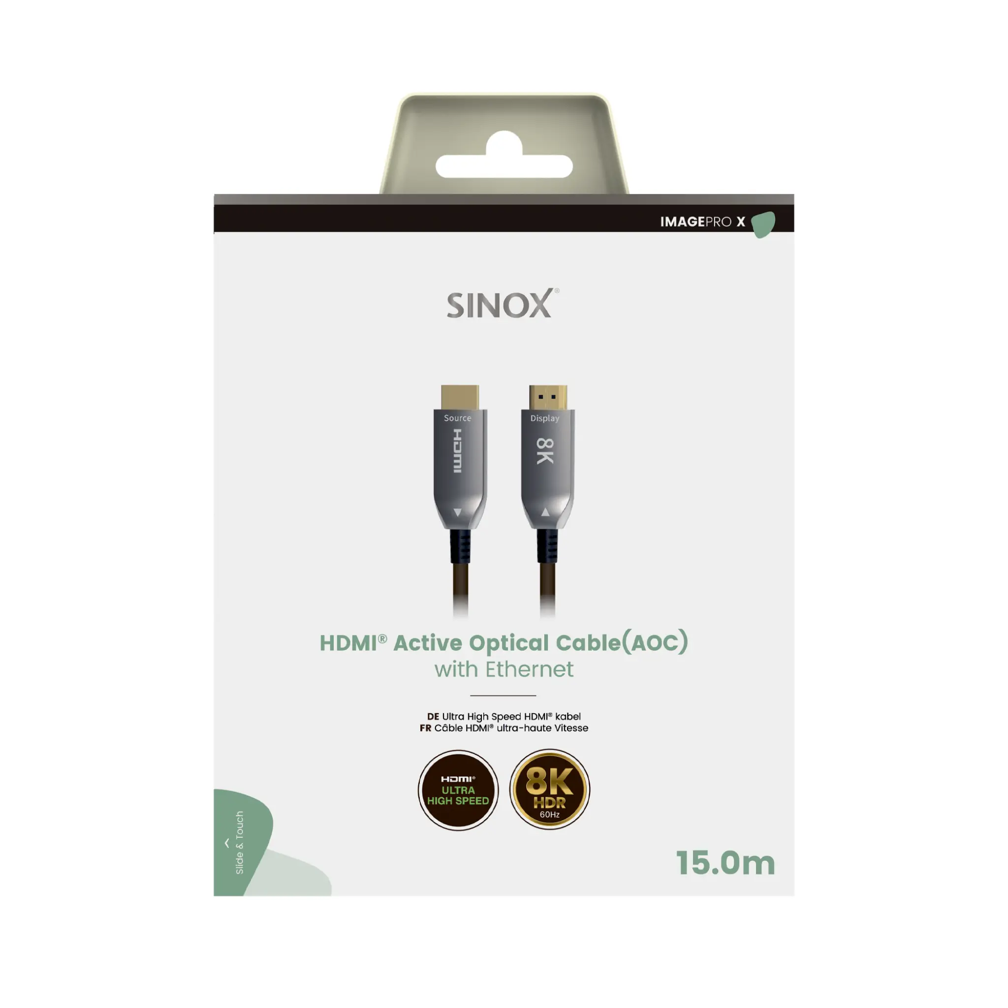 Sinox PRO X HDMI™ Optisk kabel 8K60Hz+E. 15m. Svart