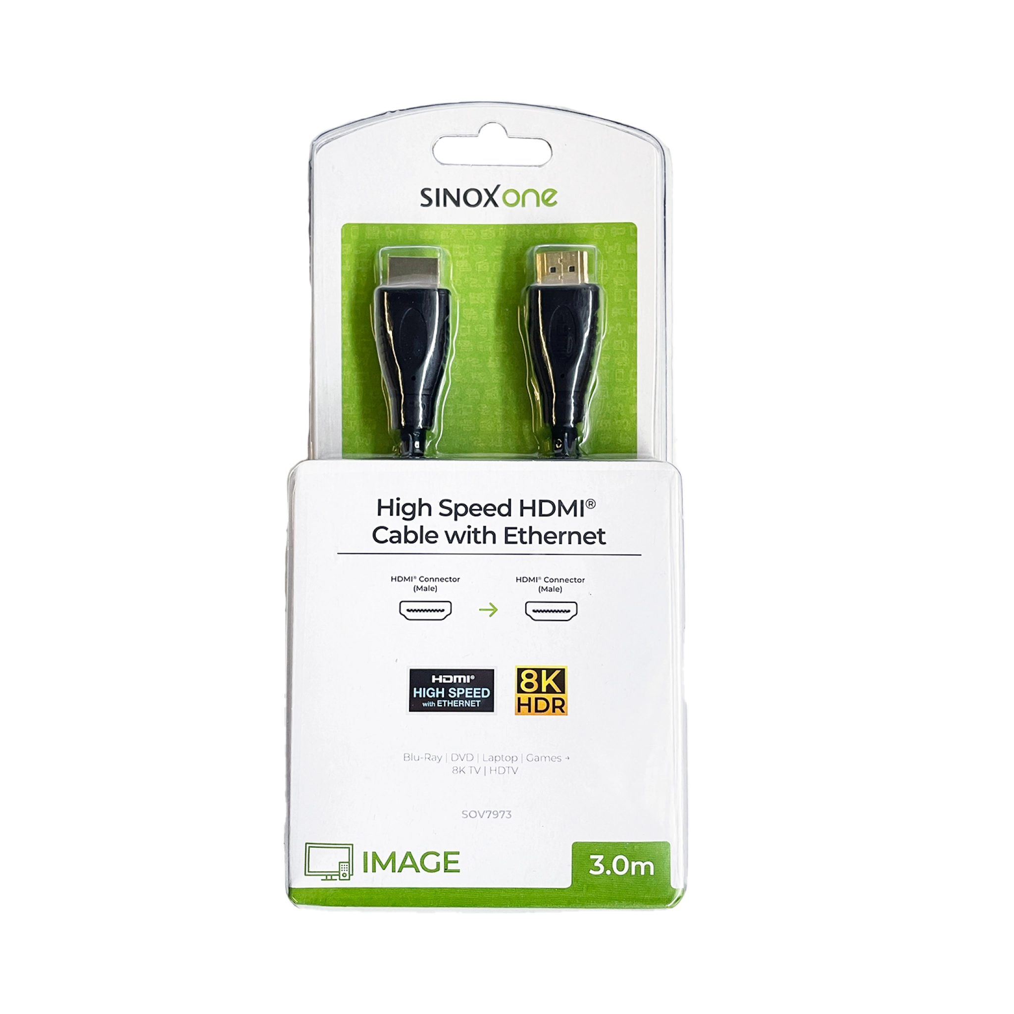Sinox One HDMI™ kabel 8K+E. 3m. Svart