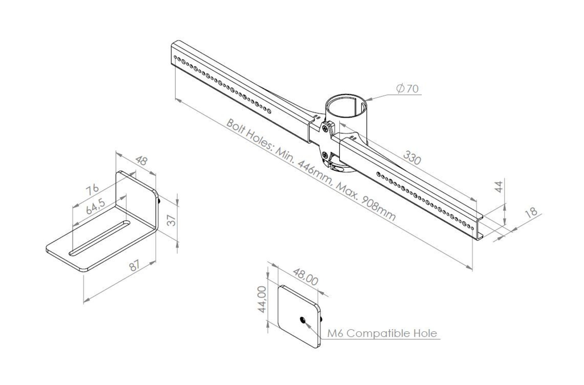 Cavus Universal soundbar fäste för StandView