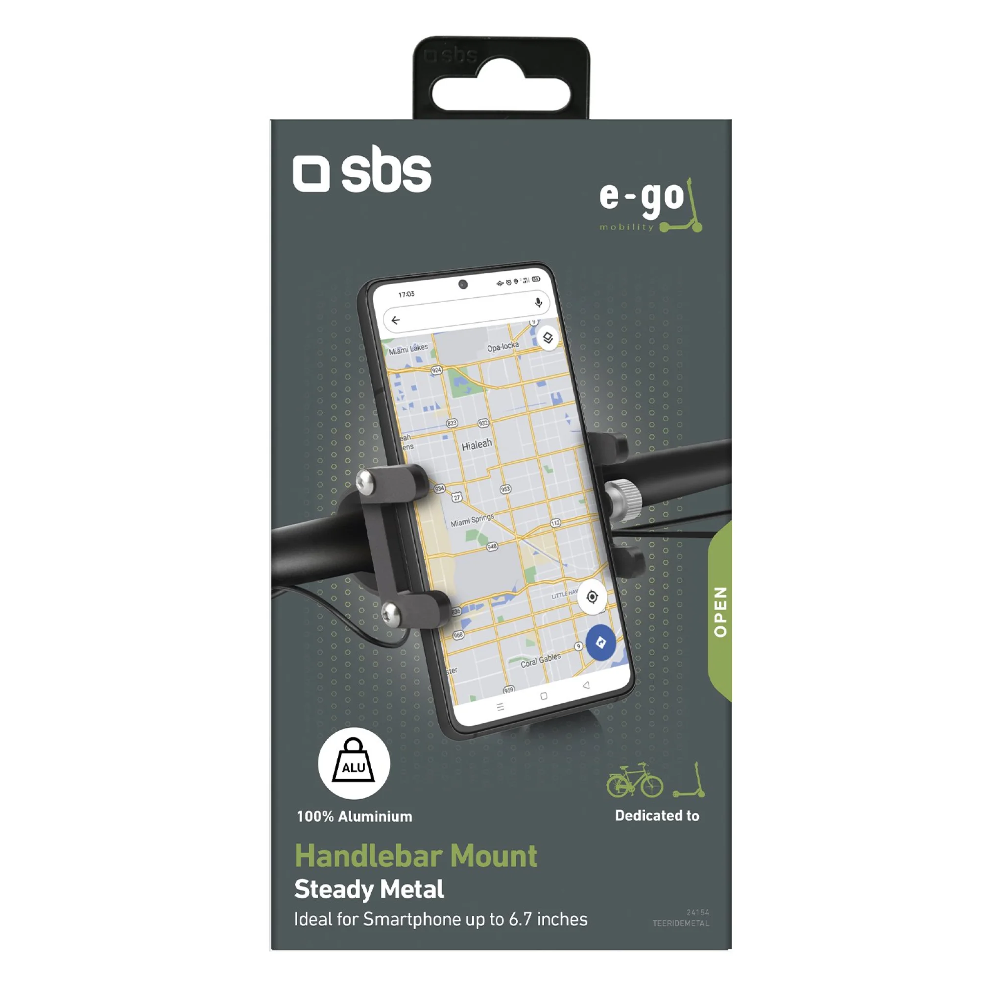 SBS E-GO Mobilhållare i Aluminium för cykel eller el-scooter. Svart