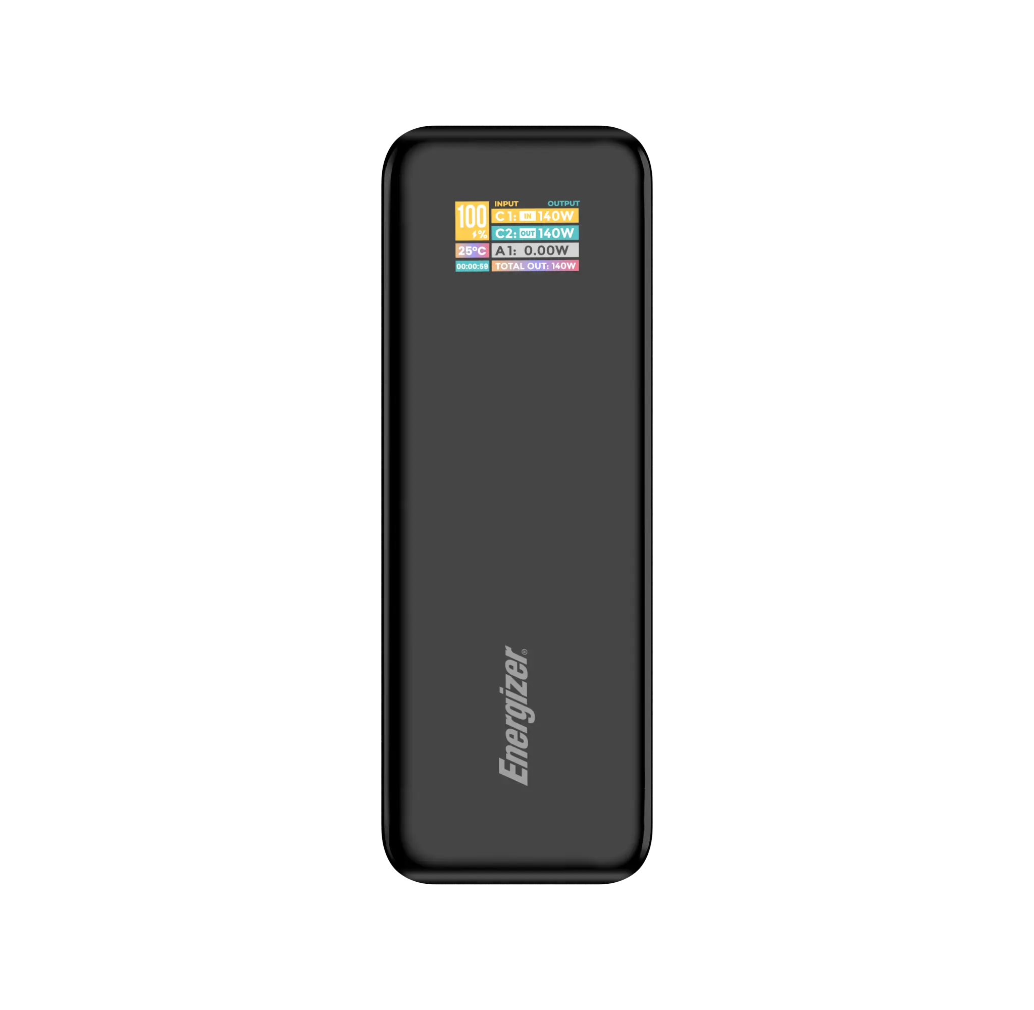 Energizer 140W höghastighets USB-C PD & USB-A Power Bank. Svart