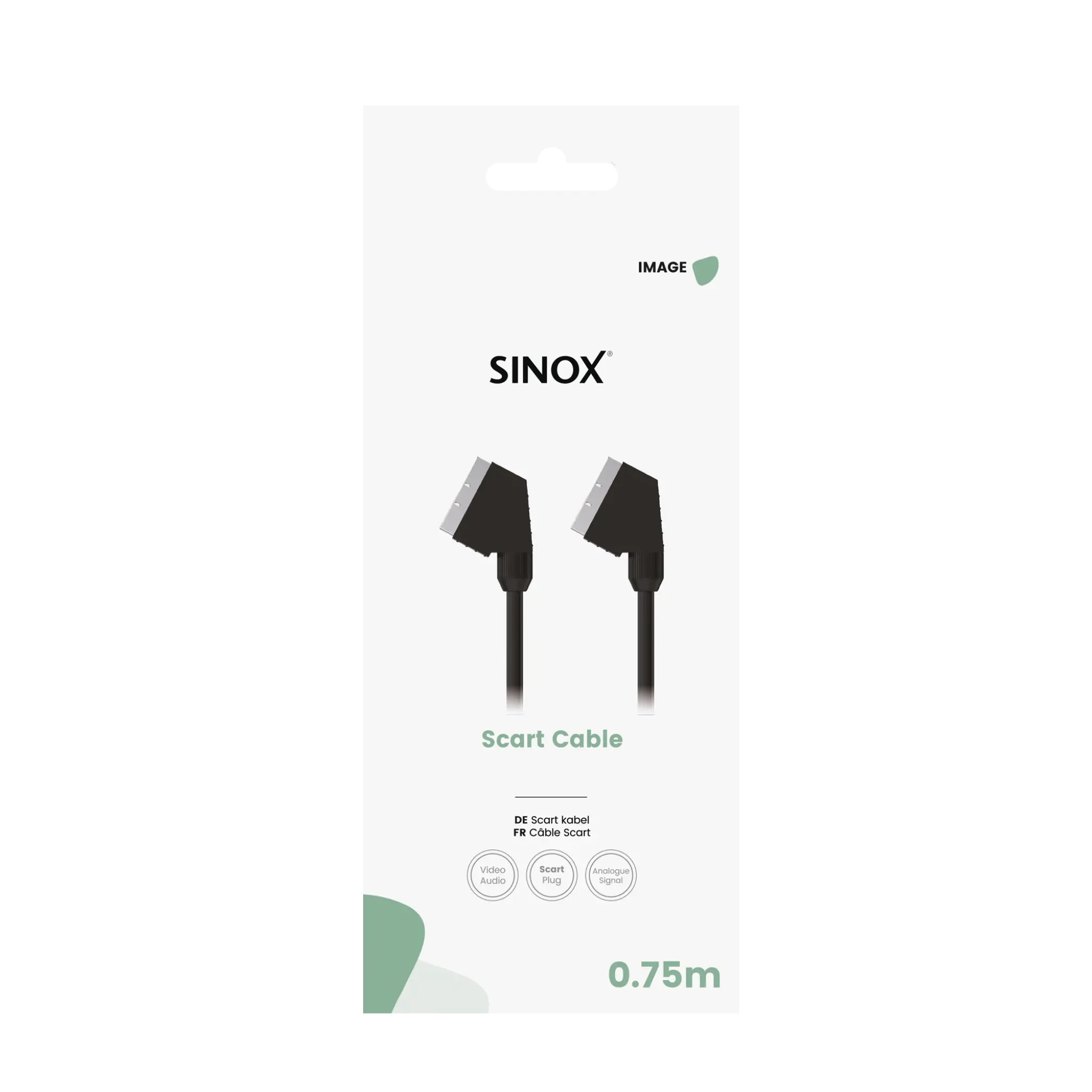 Sinox Scart kabel. 0.75m. Svart