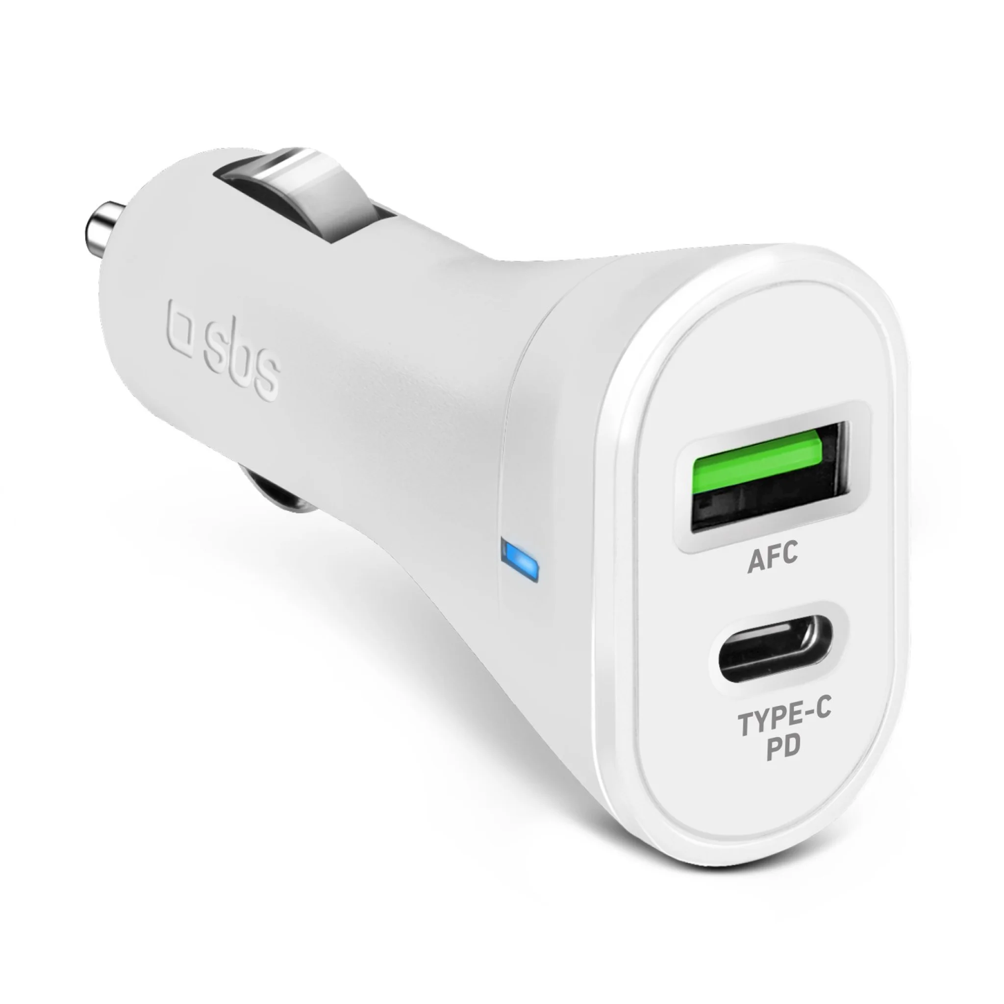 SBS Billaddare för Smartphone USB-C/USB-A. Vit