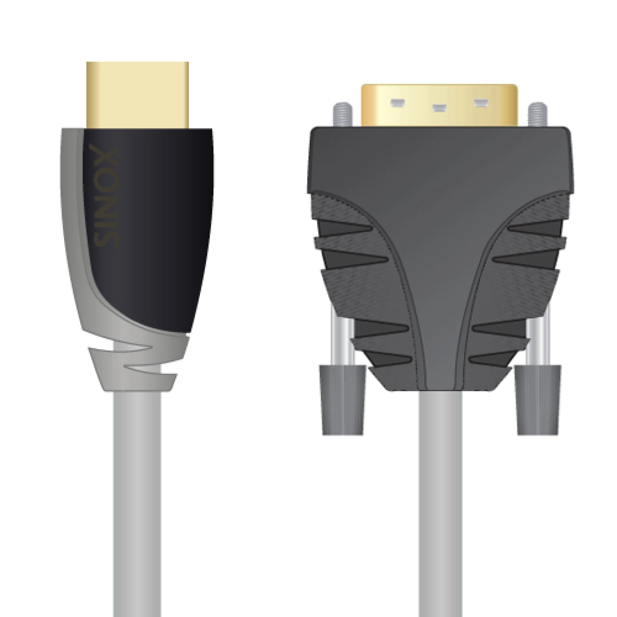 Sinox HDMI™- till DVI-kabel. 5m. Grå/svart